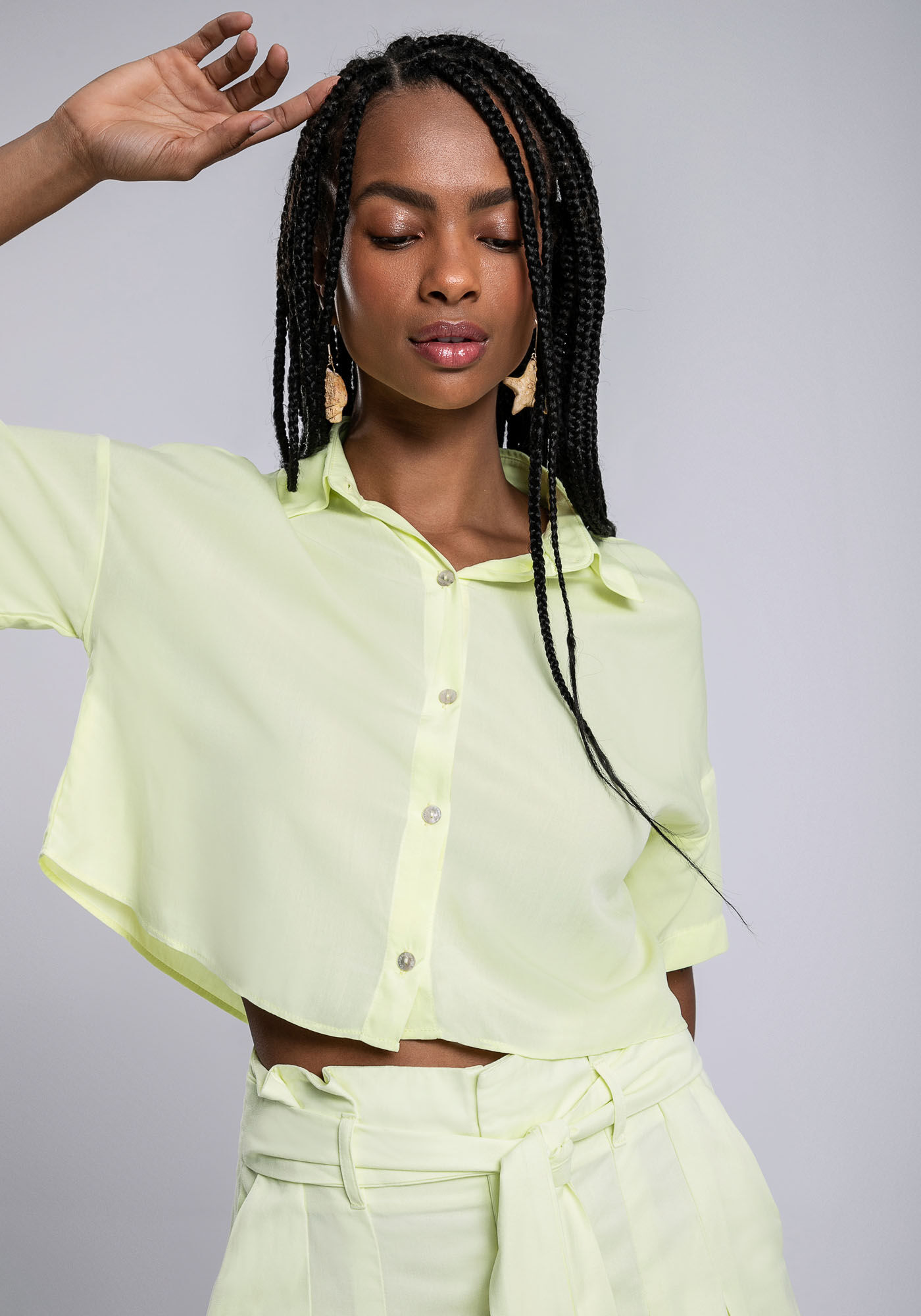 Camisa Cropped Manga Curta Cores, , large.