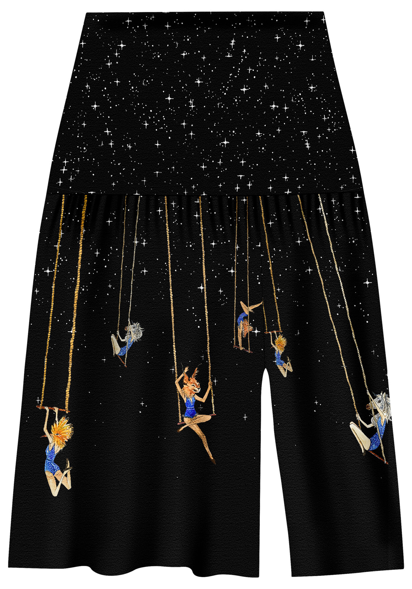 Saia Midi Estampada em Viscose com Fenda, , large.