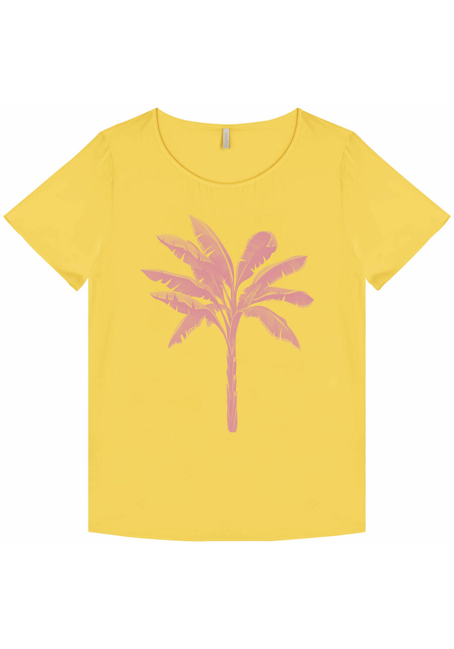 Blusa Manga Curta em Viscose com Estampa Coqueiro, . Blusa Manga Curta em Viscose com Estampa Coqueiro, , large.