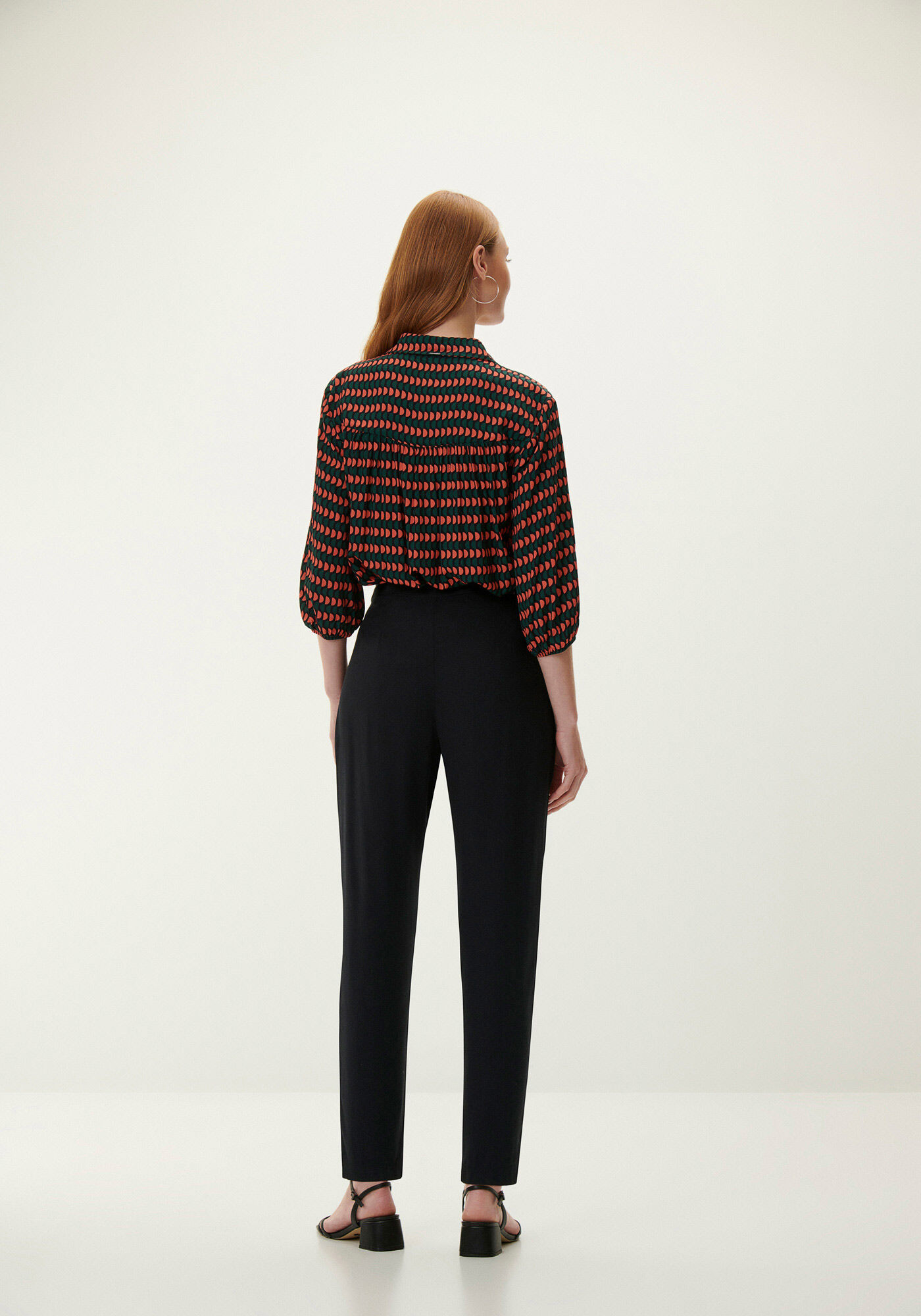 Camisa Estampada em Viscose com Manga 3/4 Bufante, , large.