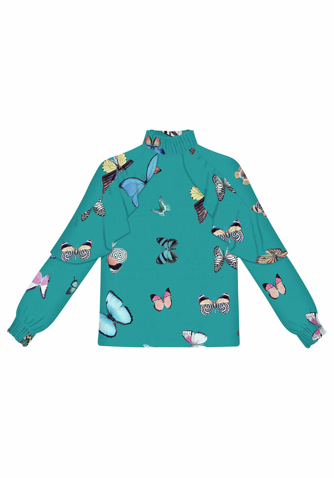 Blusa Gola Alta Estampada Tecido, , large.