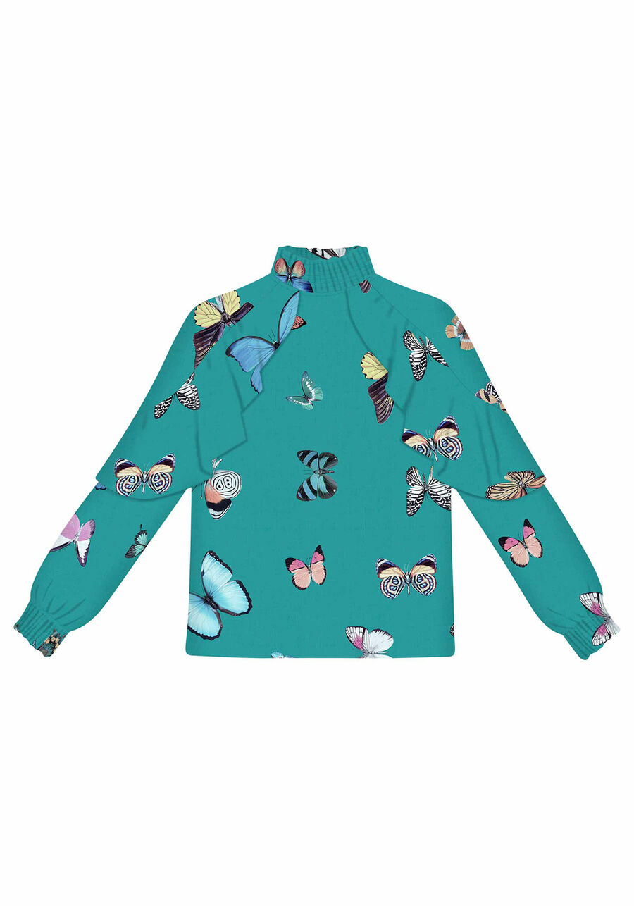 Blusa Gola Alta Estampada Tecido, . Blusa Gola Alta Estampada Tecido, , large.
