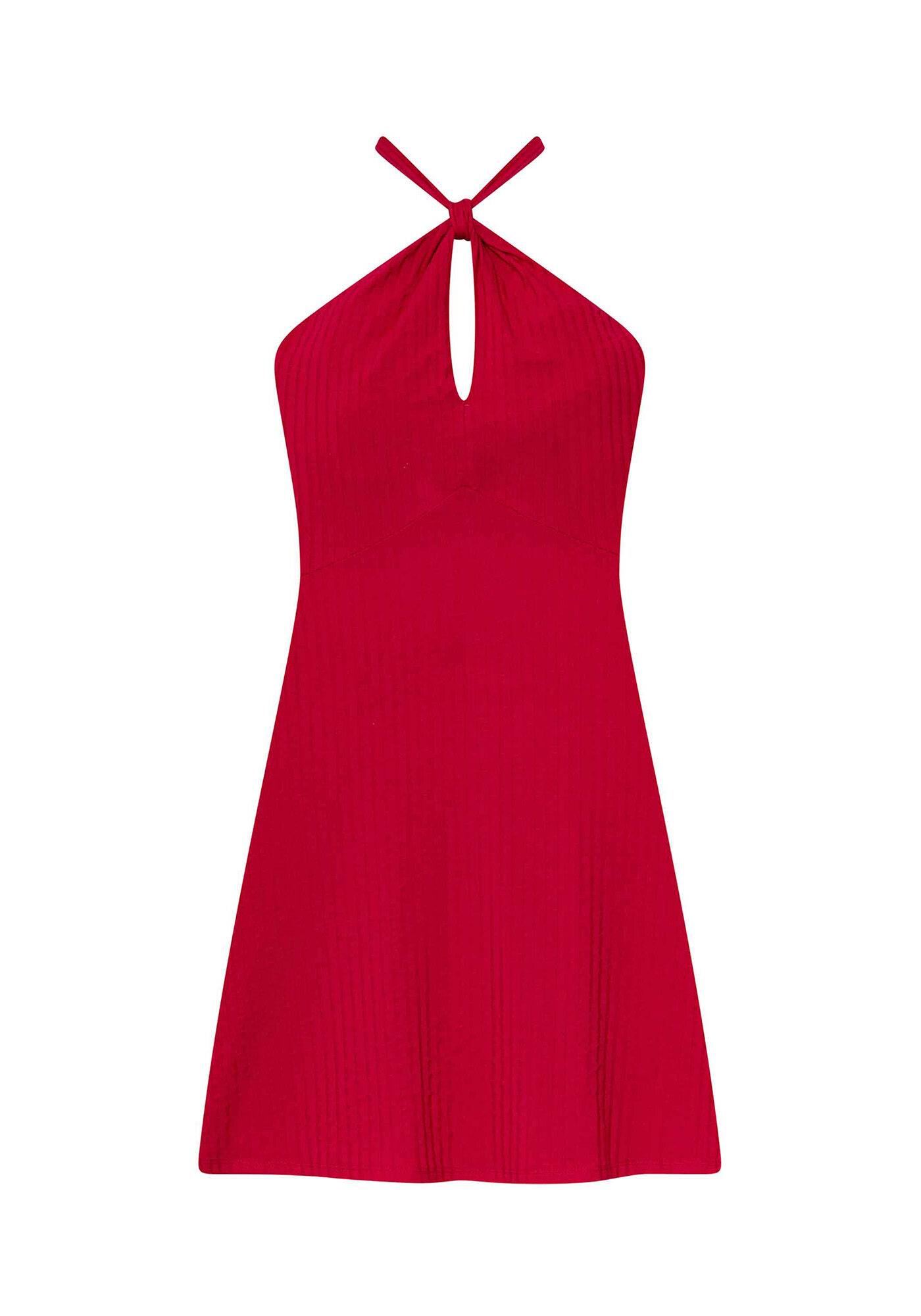 Vestido Malha Canelado Tracy Curto, , large.