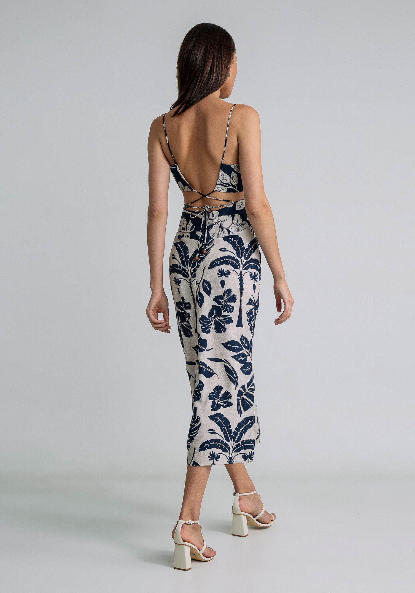 Vestido Midi Recorte Cintura Estampa, NATURALIDADE, large.