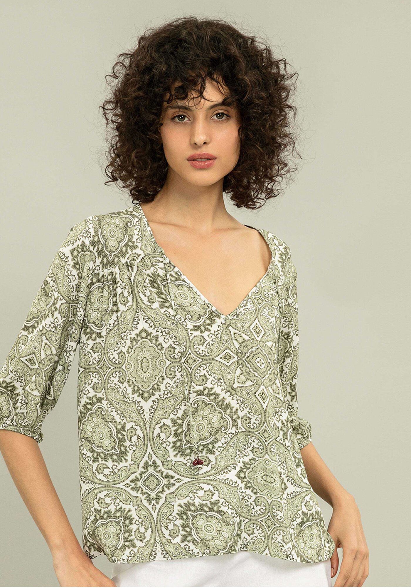 Blusa Manga 3/4 Estampa Acacia, , large.