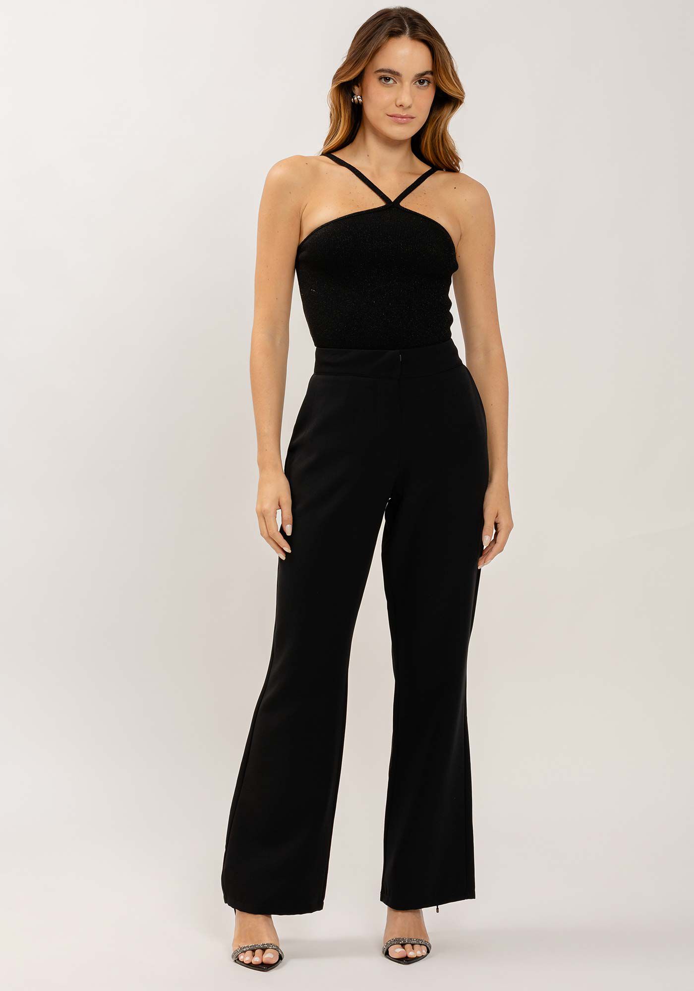 Blusa Cropped em Tric&ocirc; Cross Neck, , large.