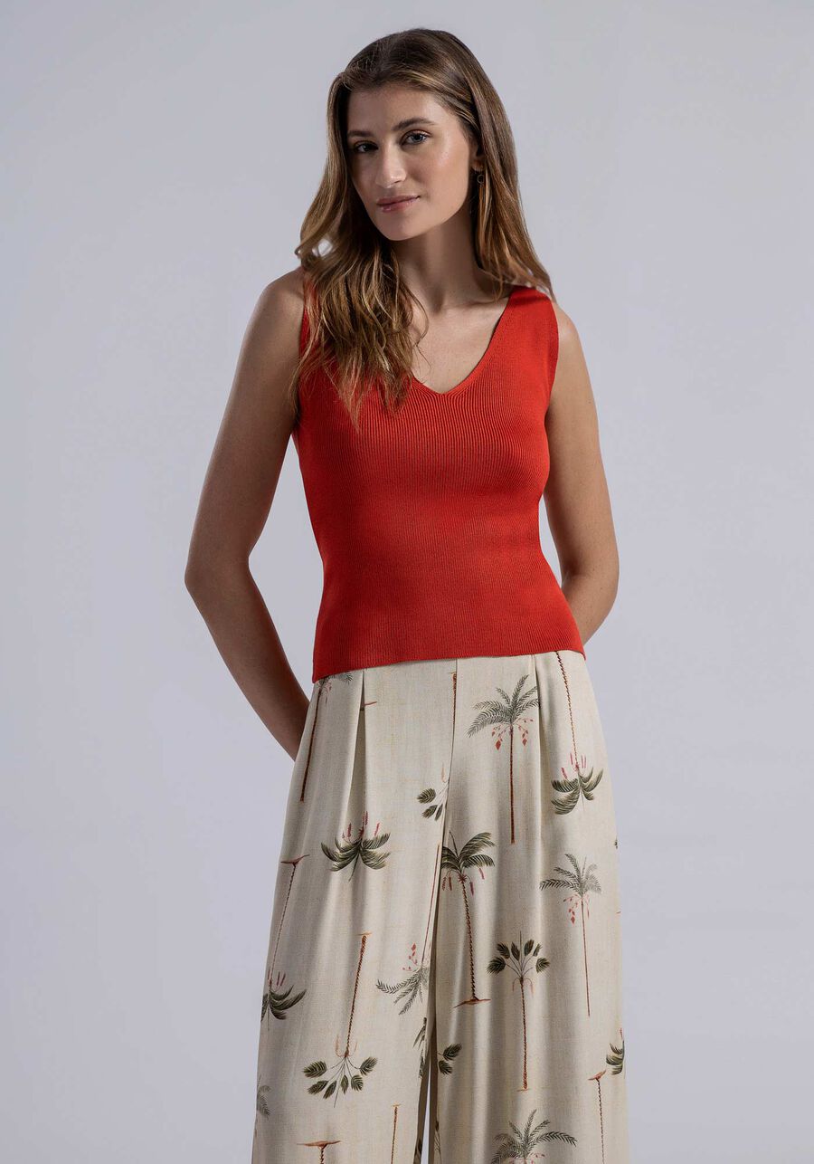 Regata Decote V Tricô, . Regata Decote V Tricô, , large.