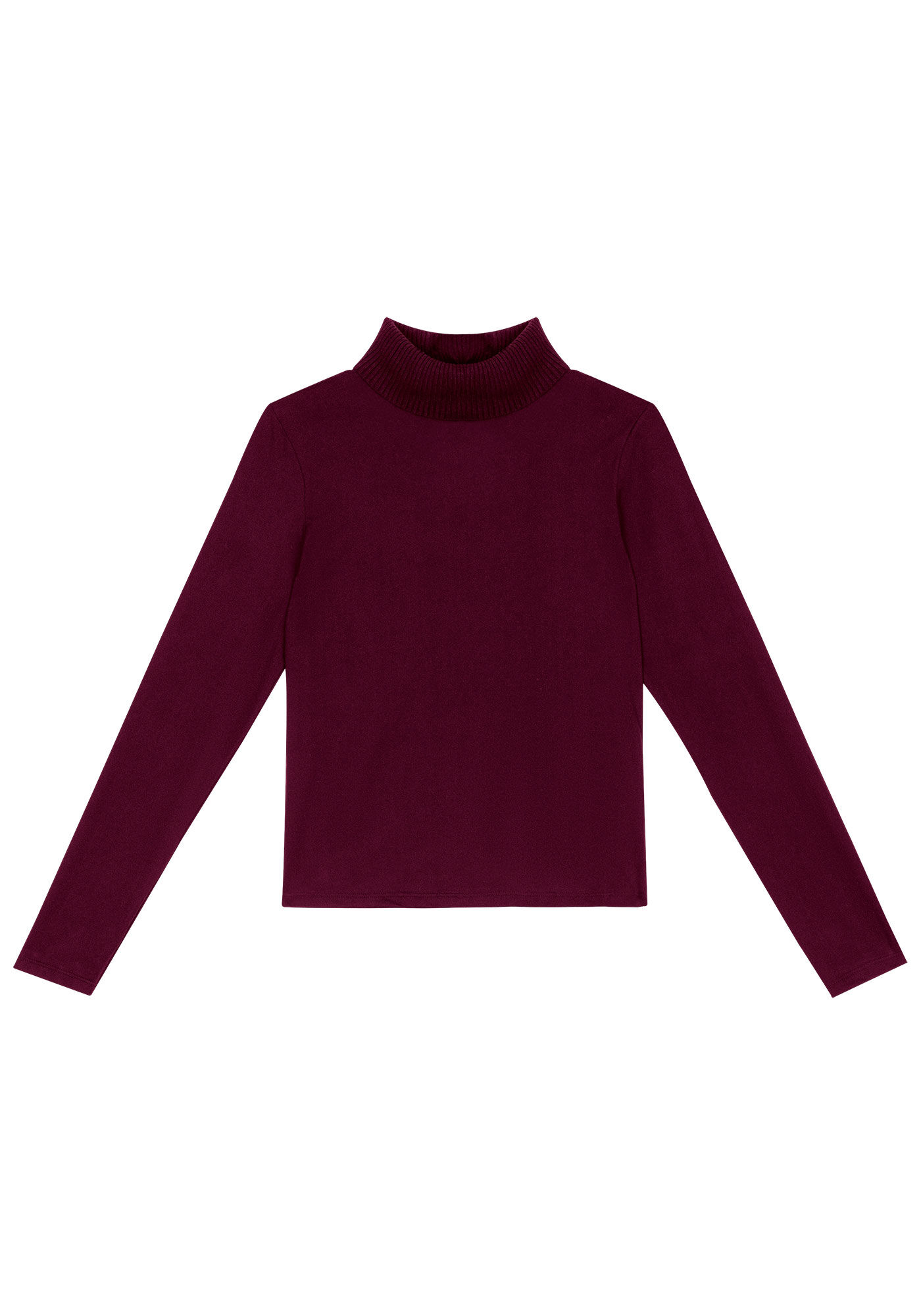 Blusa Manga Longa em Malha Aveludada com Gola Alta, , large.