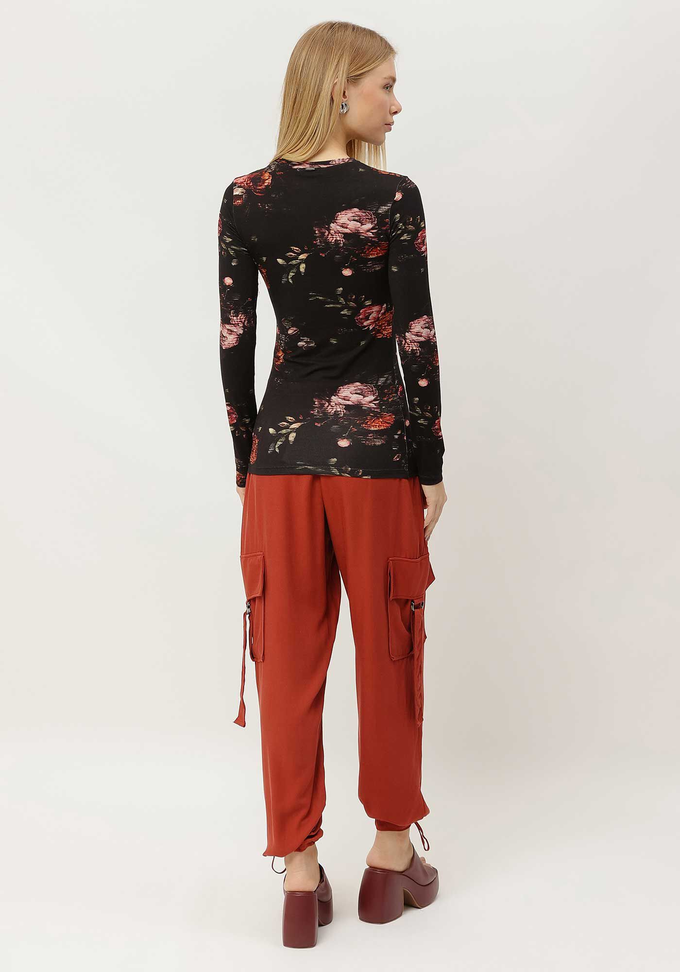 Blusa Manga Longa em Malha Viscose com Decote V, , large.