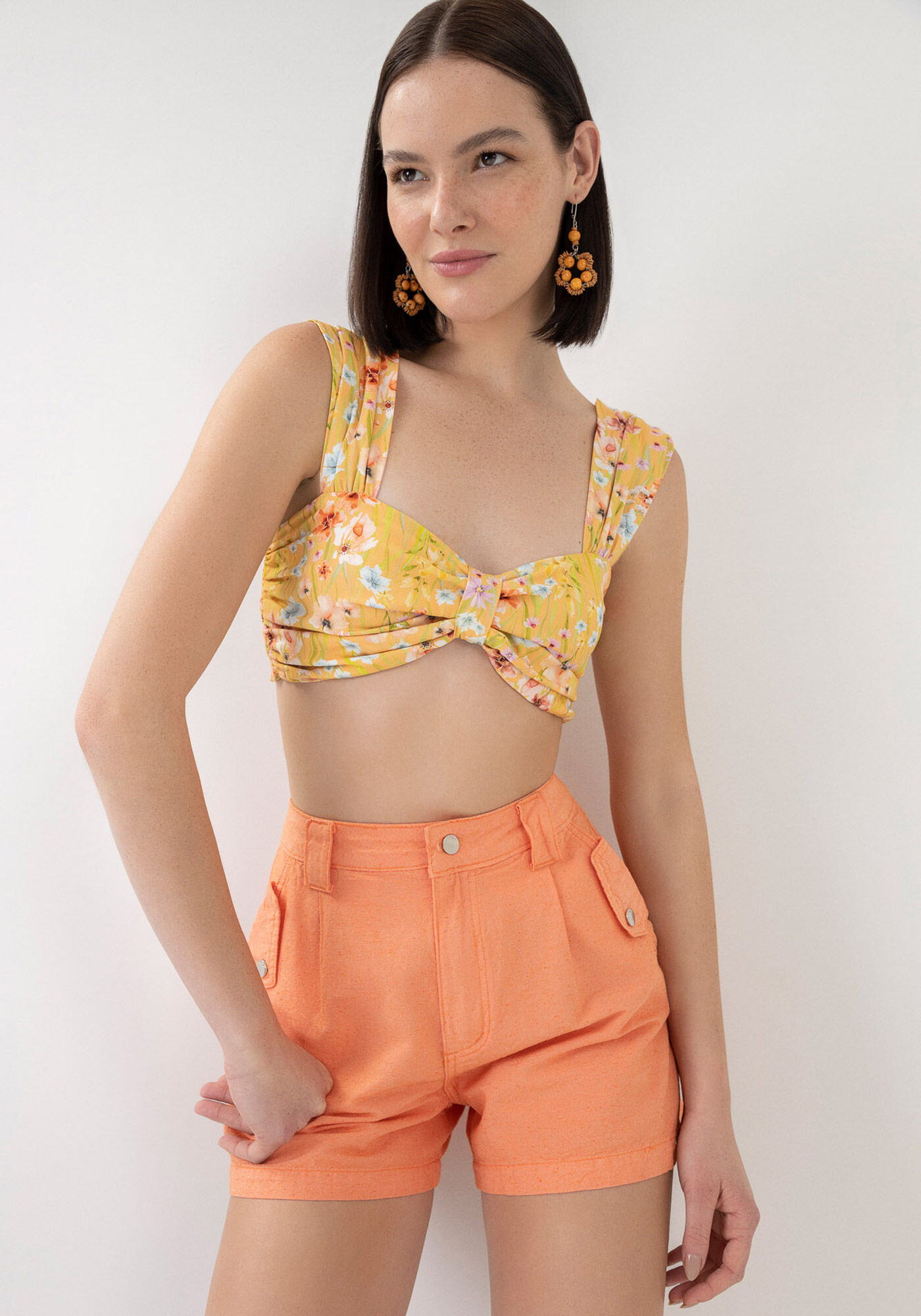 Shorts Alfaiataria Super Alto Sustent&aacute;vel, BEGE SOLEADO, large.