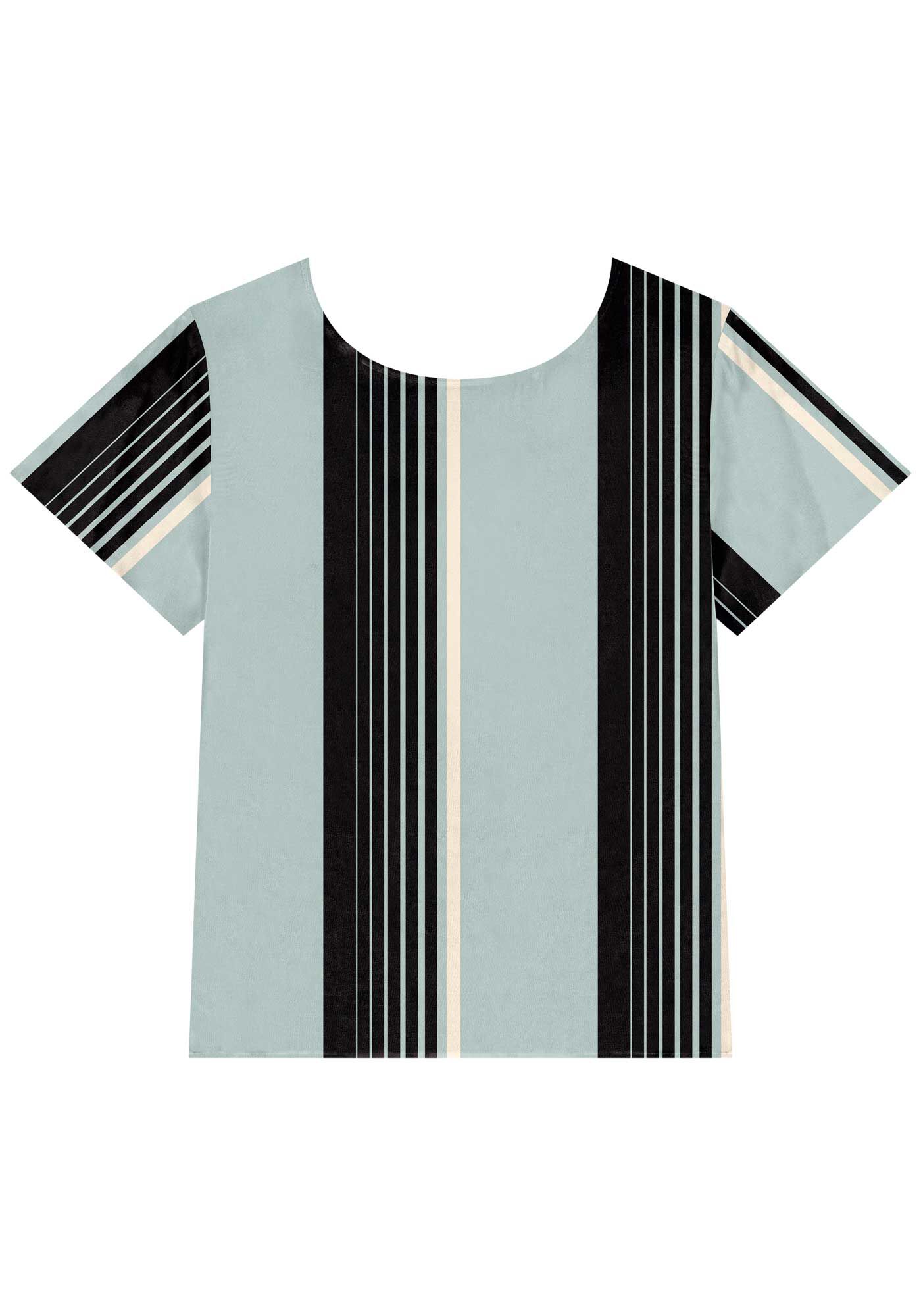 Blusa Estampada B&aacute;sica De Mangas Curtas Em Viscose, , large.