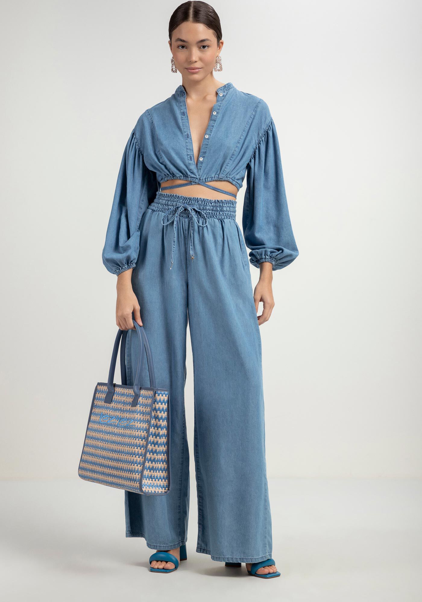 Bolsa de Praia em Palha Chevron, AZUL PRUNA, large.