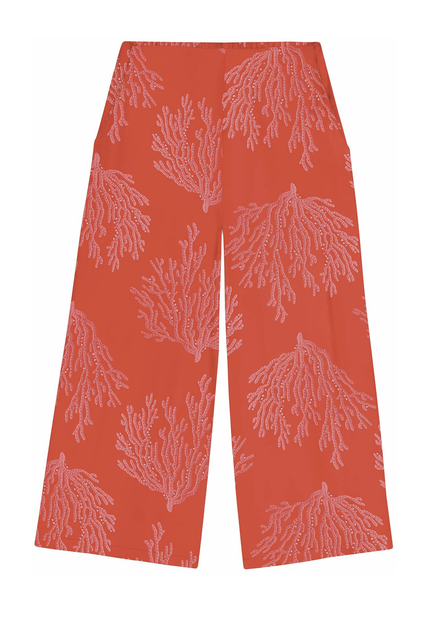 Cal&ccedil;a Pantacourt Estampada em Viscose com Bolsos, , large.