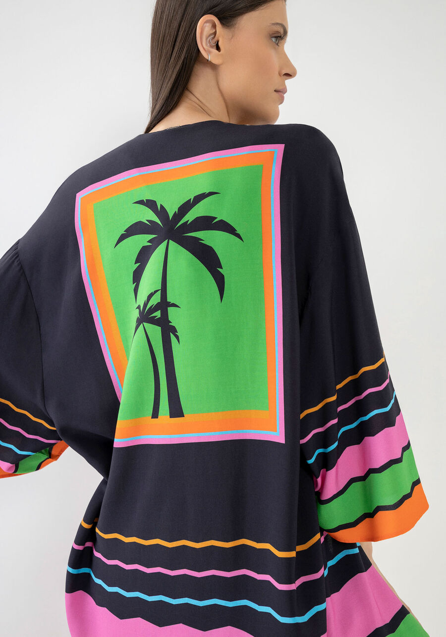 Kimono Alongado com Estampa Horizonte, . Kimono Alongado com Estampa Horizonte, , large.