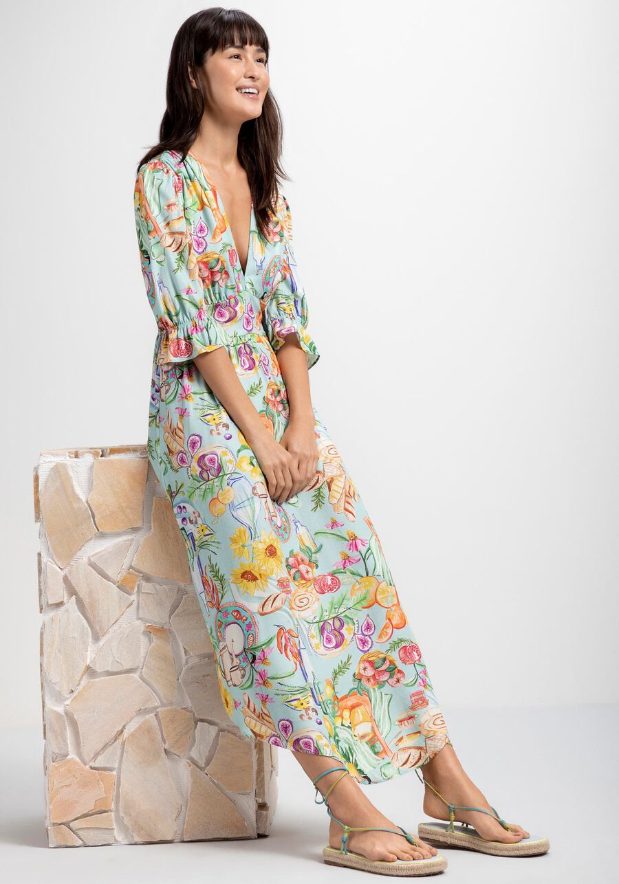 Vestido Midi em Crepe com Manga 3/4, . Vestido Midi em Crepe com Manga 3/4, , large.