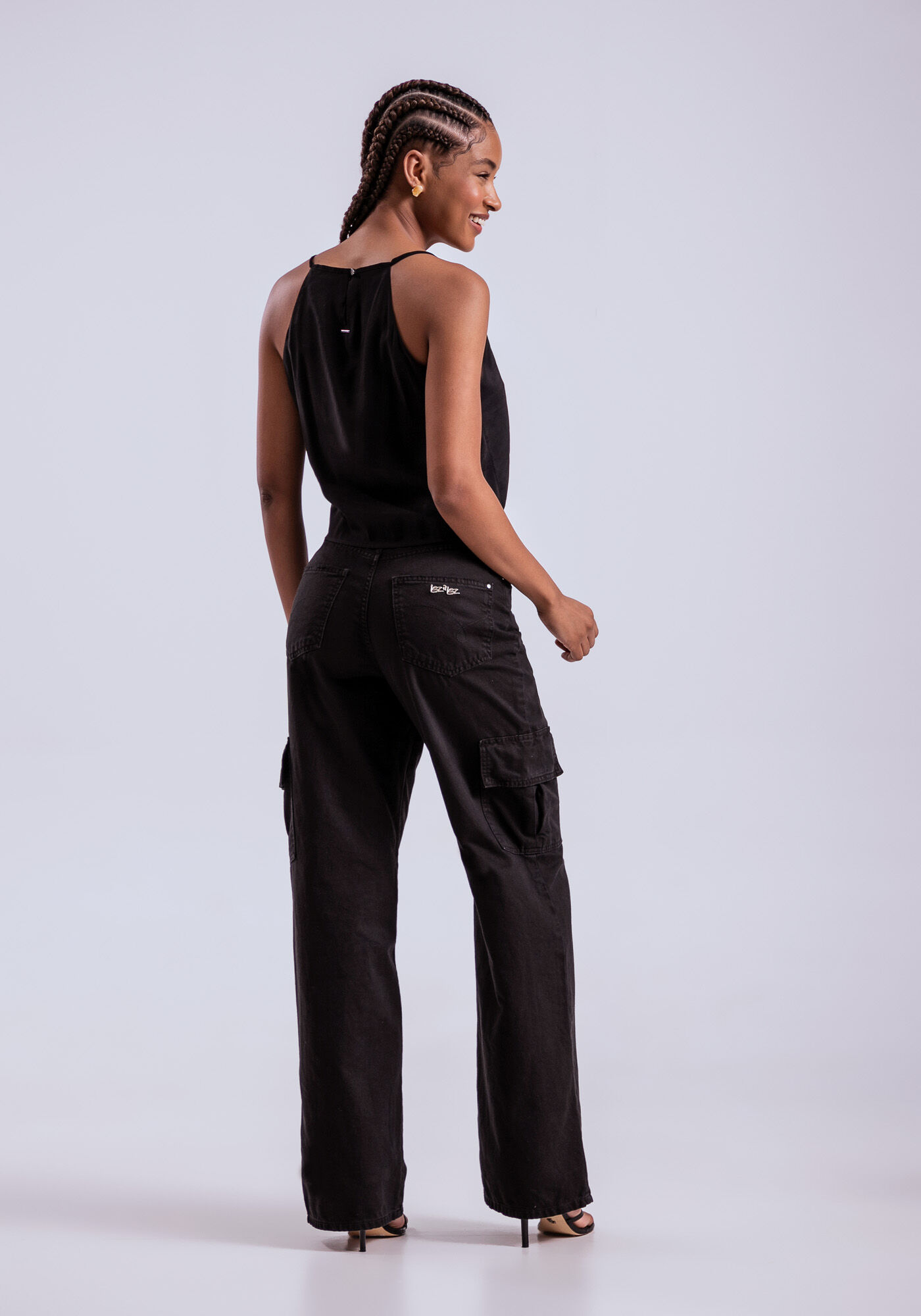 Blusa com Al&ccedil;as Cropped com La&ccedil;o, PRETO REATIVO, large.