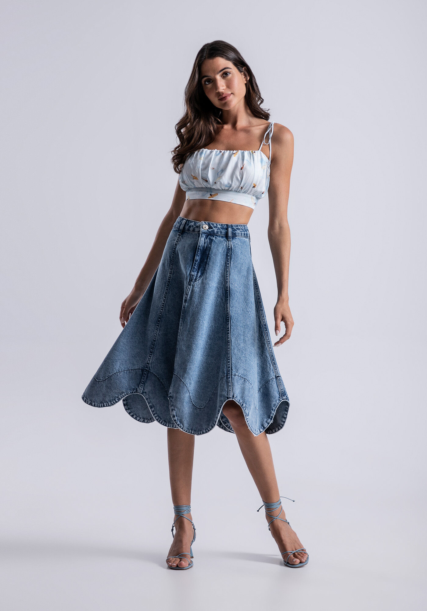 Blusa Cropped em Viscose com Tiras Costas, , large.