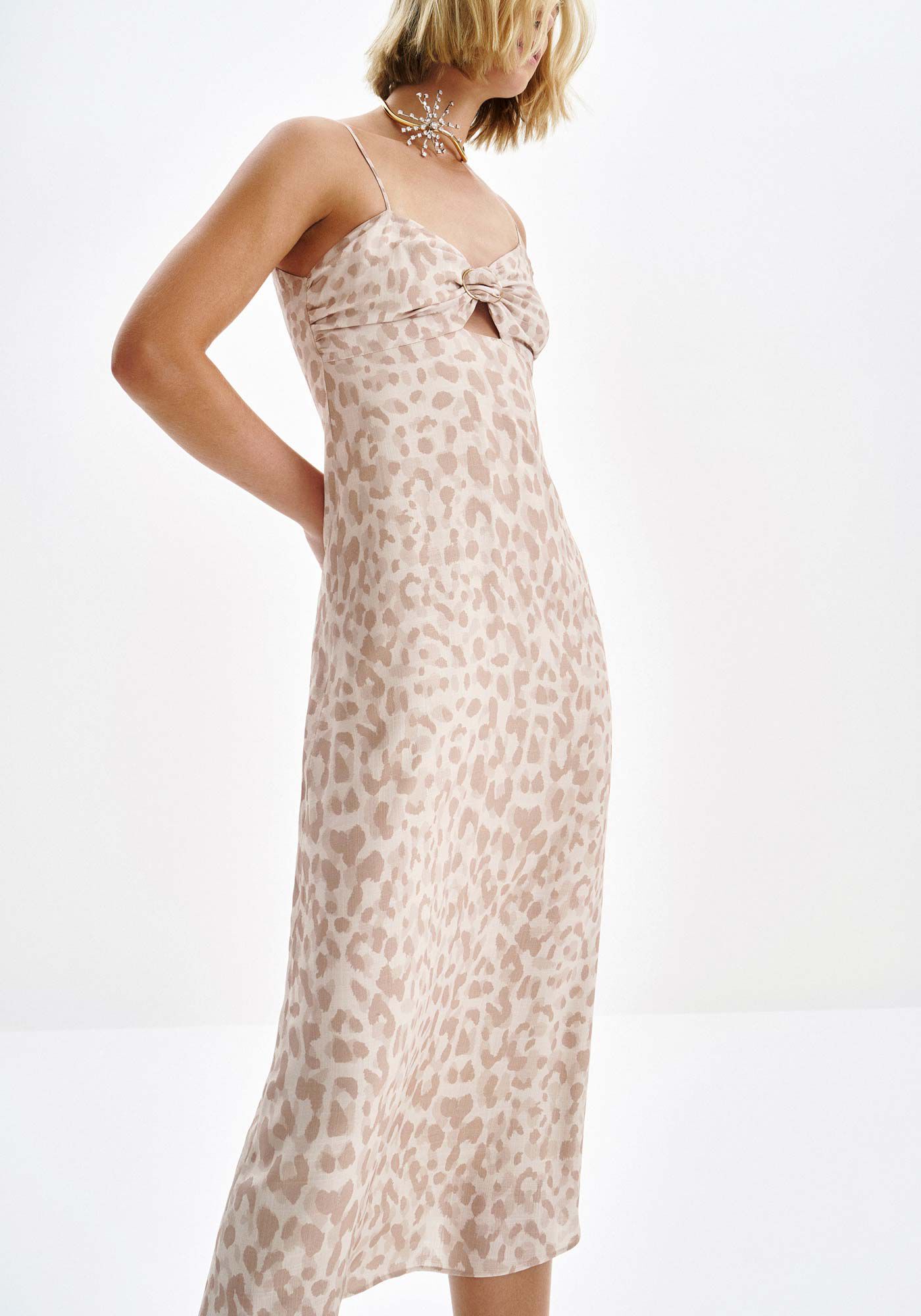 Vestido Midi Estampado com Recorte Busto, ONCA, large.