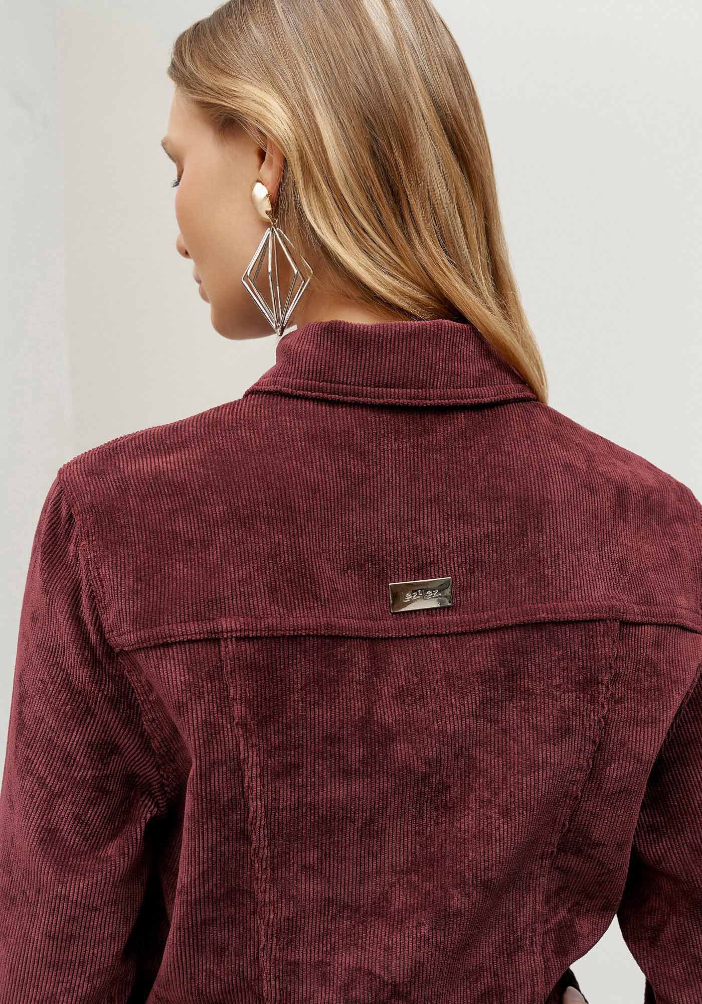 Jaqueta Bomber em Veludo com Bolsos, , large.