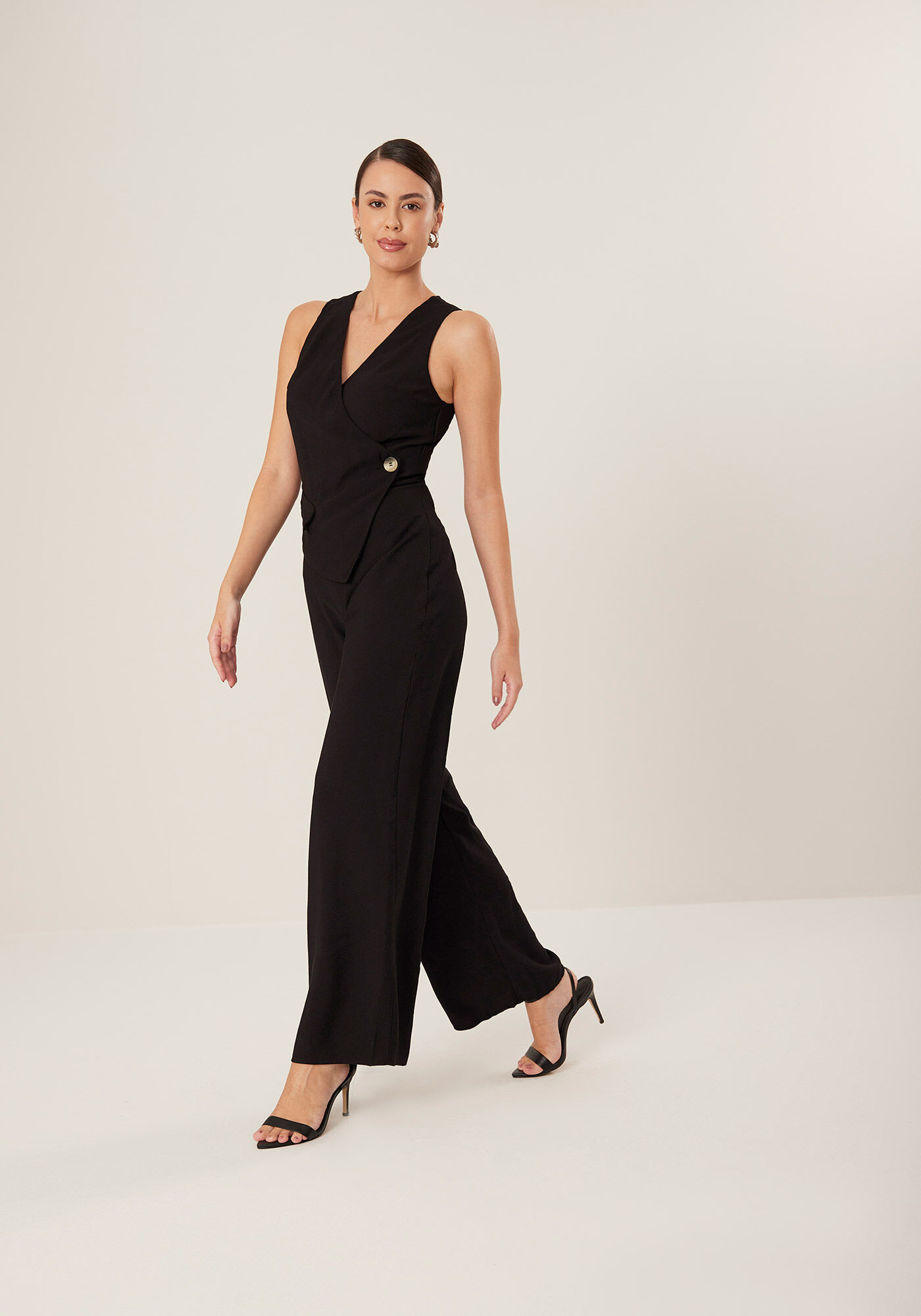 Macac&atilde;o Longo Sem Mangas Com Transpasse E Lapela, , large.