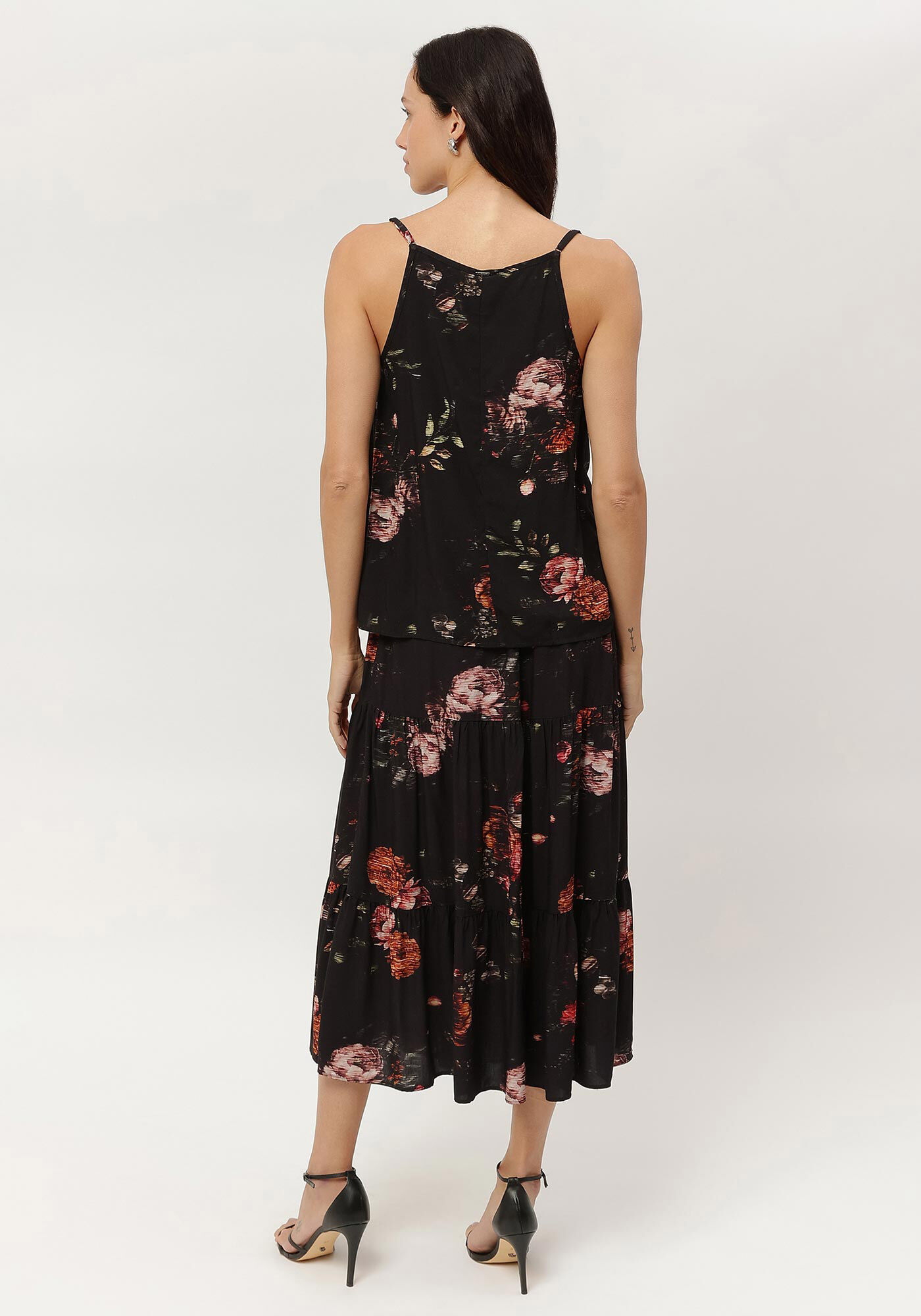 Blusa Estampada em Viscose com Decote V, , large.