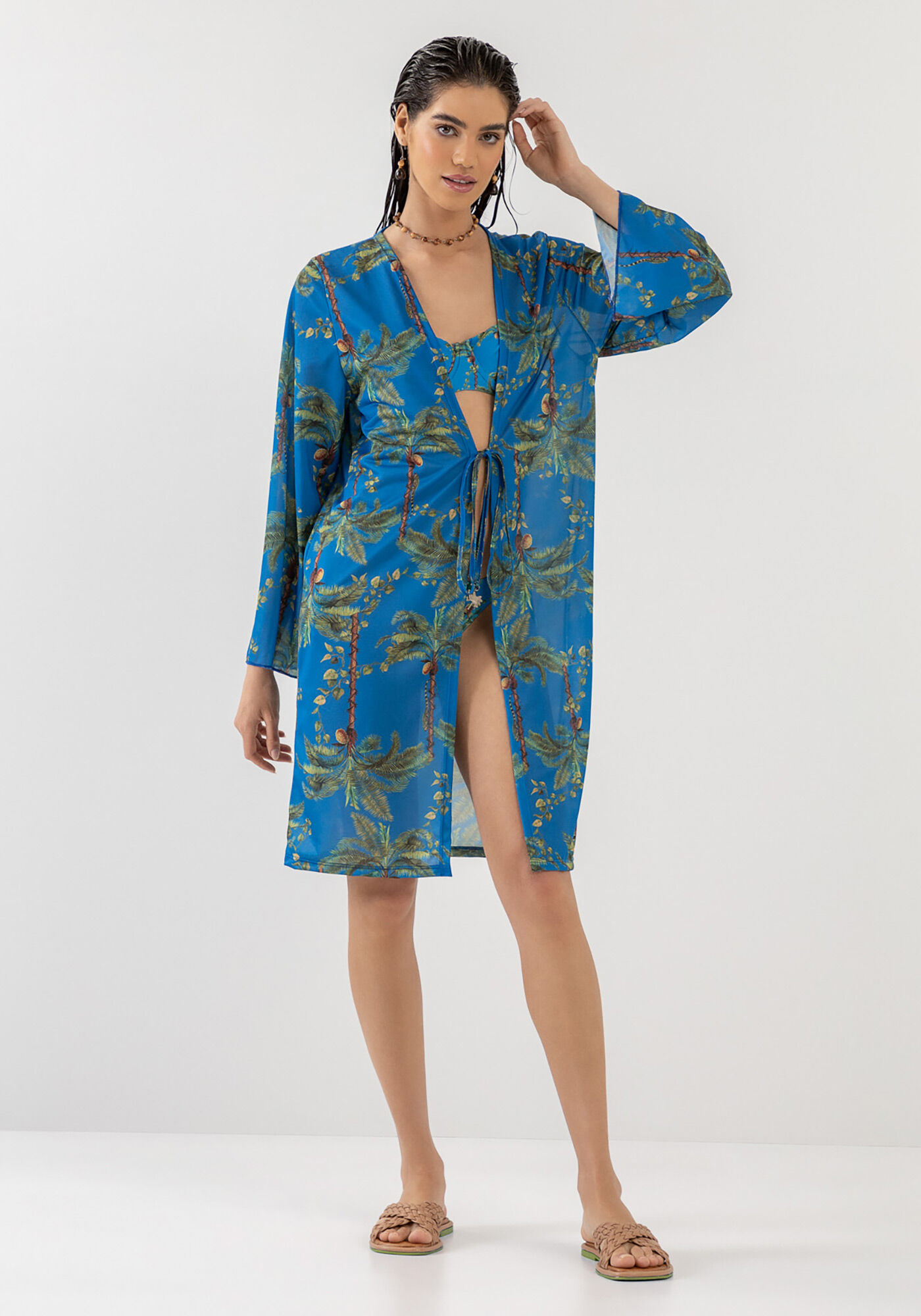 Vestido Curto Sa&iacute;da de Praia Estampado, INAJA, large.