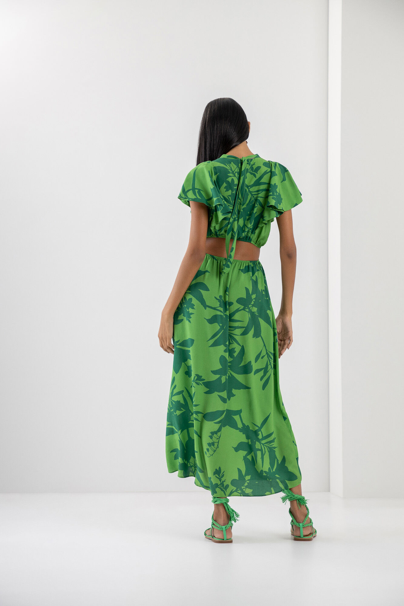 Vestido Midi Estampado em Viscose com Cut Out, , large.