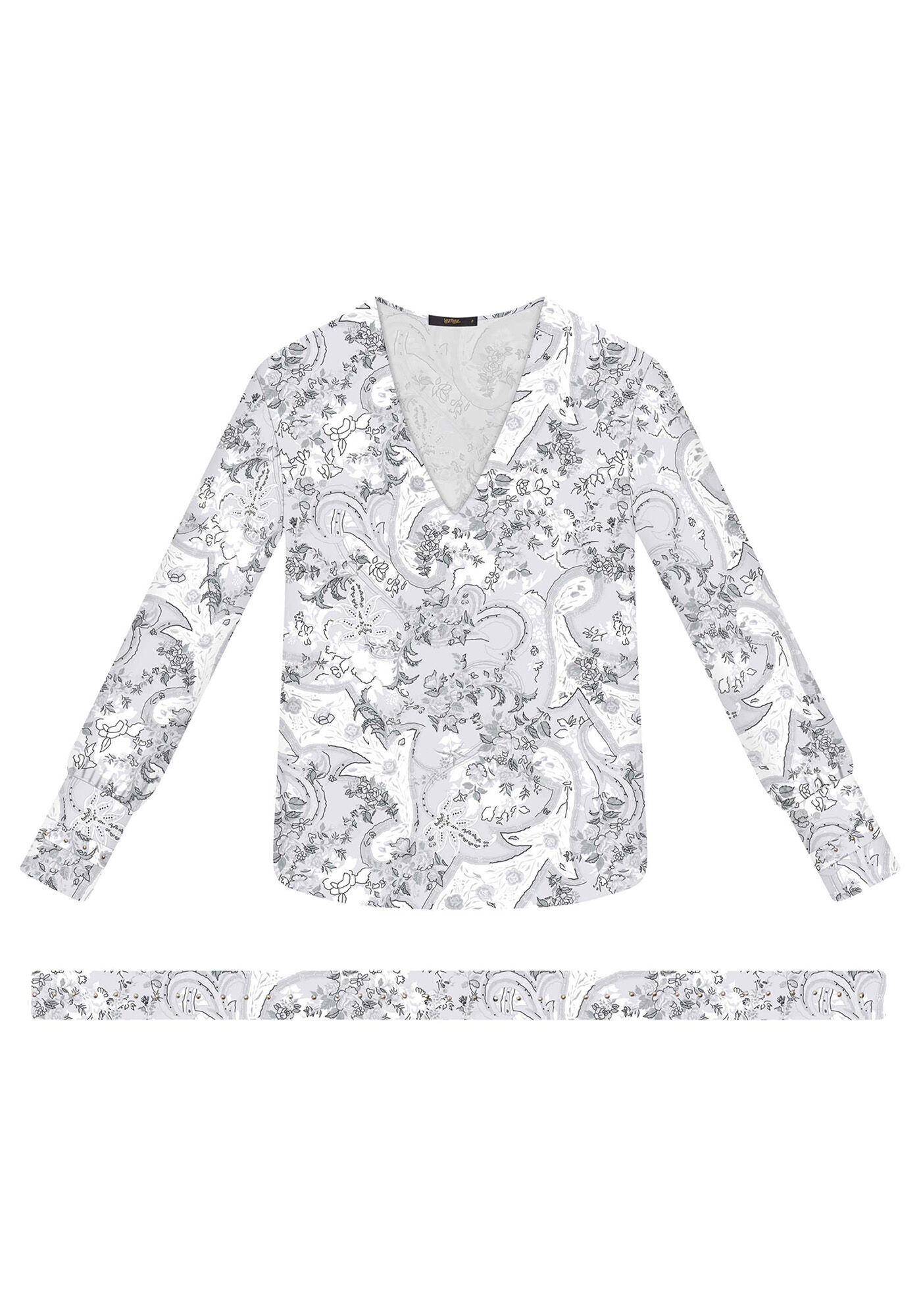 Blusa Manga Longa Tecido com Faixa, , large.