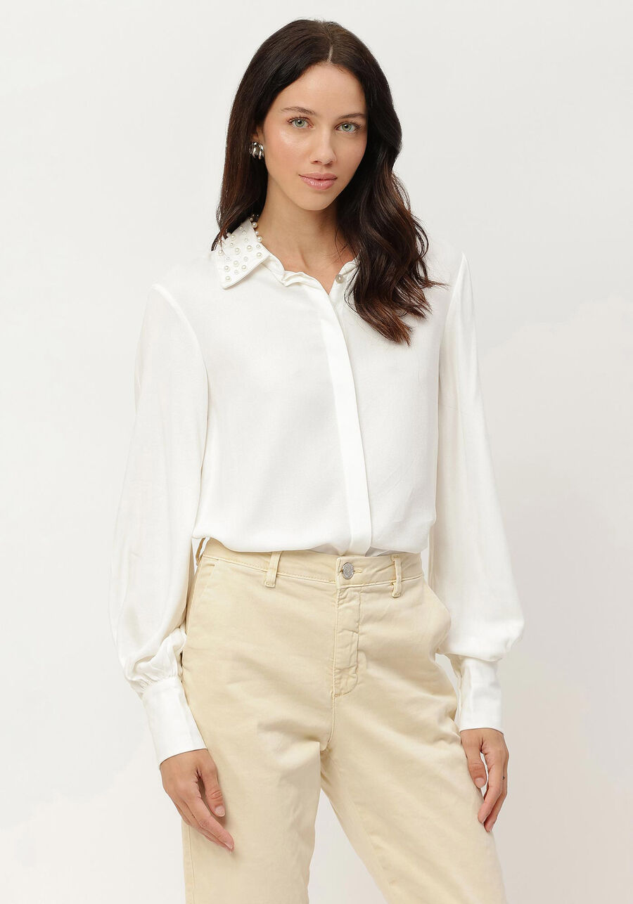 Camisa Manga Longa Bufante com Pérolas Gola, . Camisa Manga Longa Bufante com Pérolas Gola, , large.
