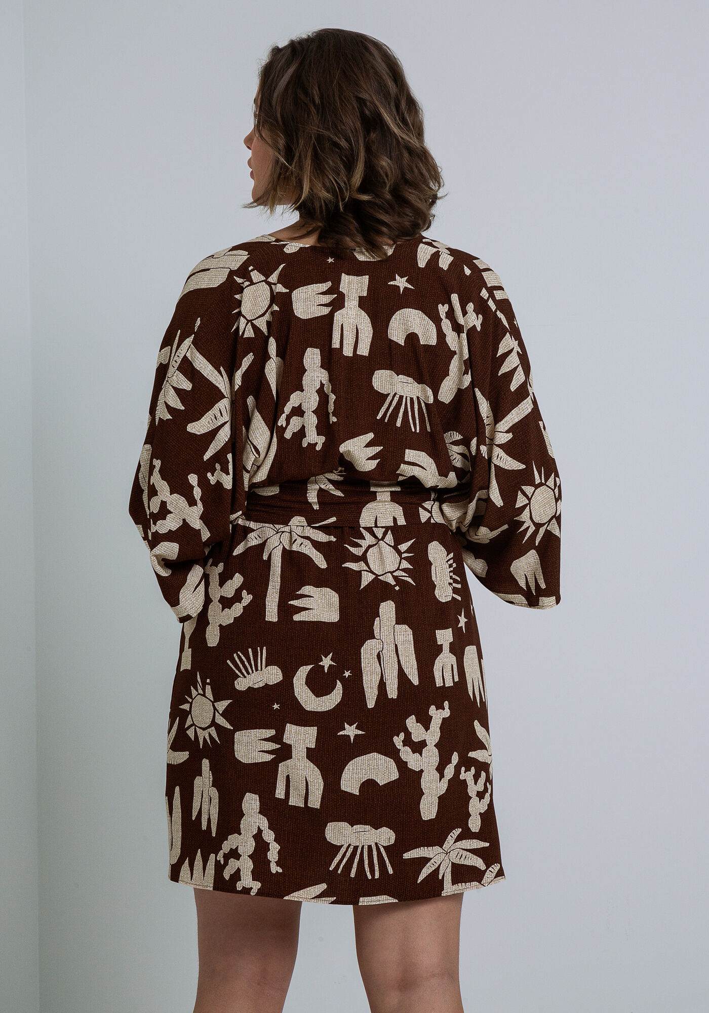 Vestido Manga 3/4 em Viscose com Cinto, CATIMBAU, large.