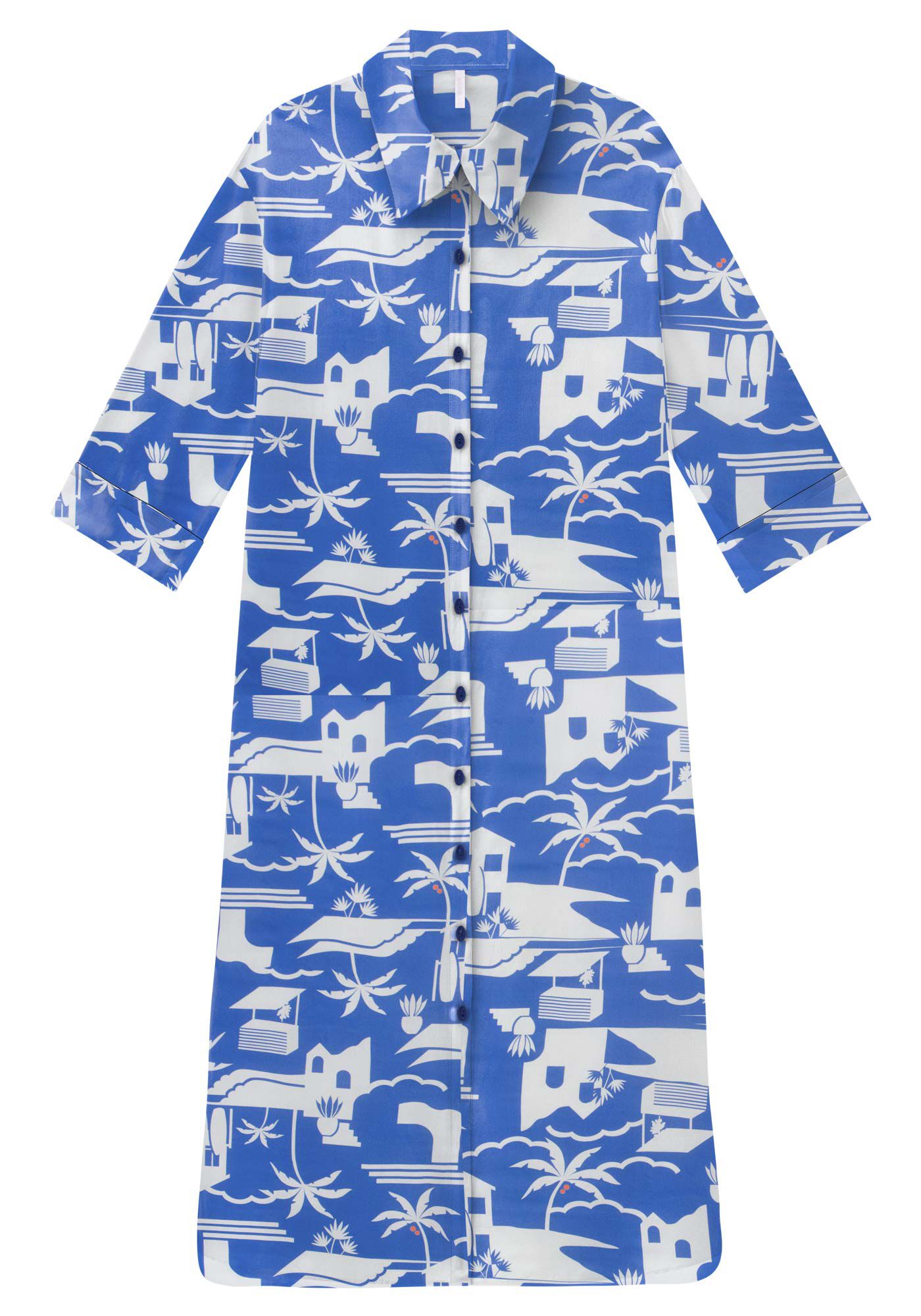 Vestido Midi Sa&iacute;da de Praia em Viscose Chemise, , large.