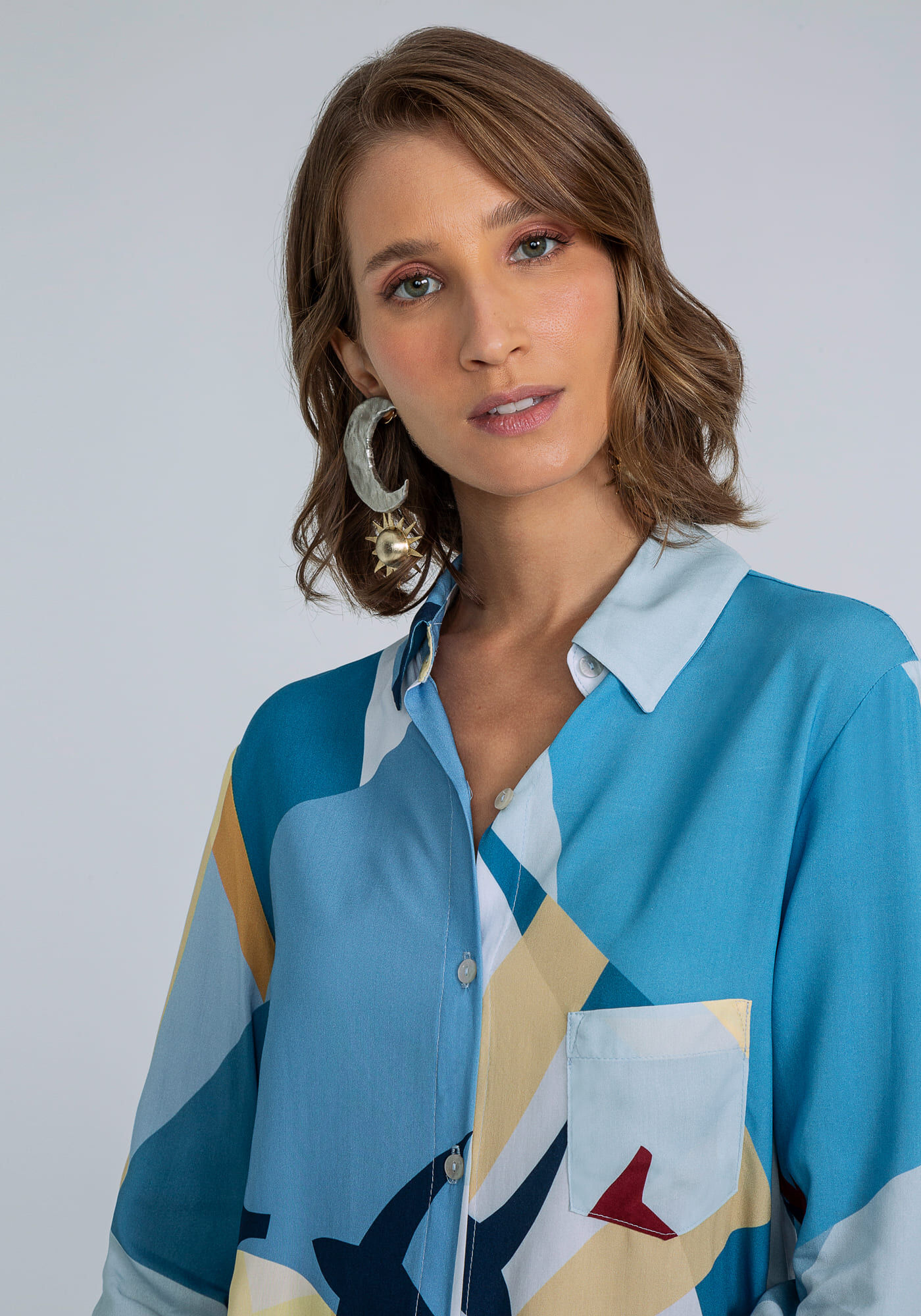 Camisa Manga Longa com Gola Estampa, MIGRACAO, large.