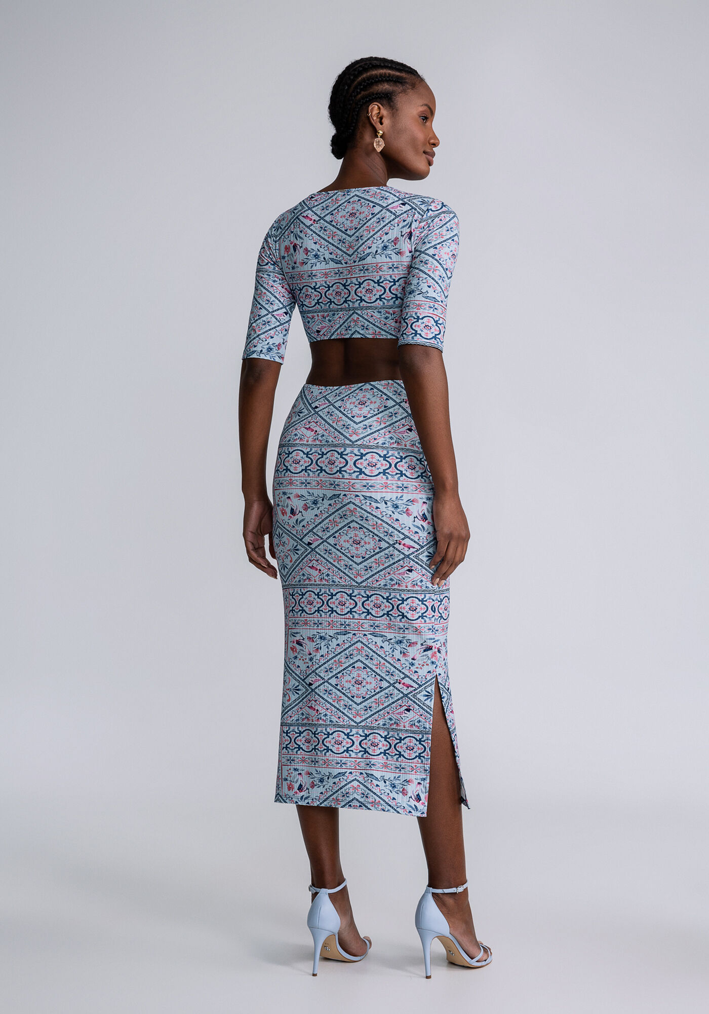 Vestido Midi Estampado Recorte Cintura, SERENA, large.