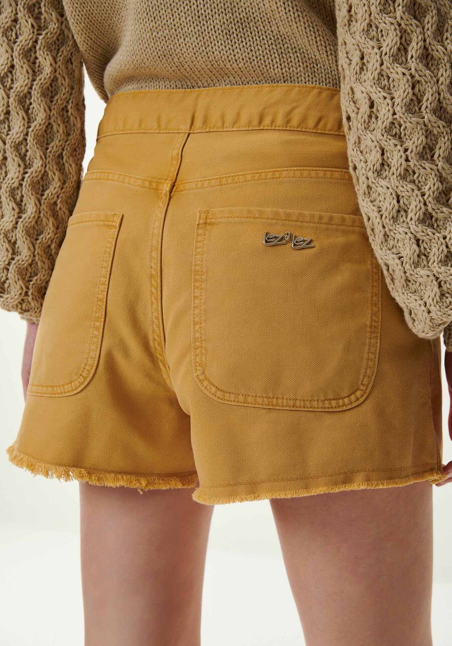 Shorts-Saia Sarja com Cintura Alta, BEGE VEGAS GOLD, large.