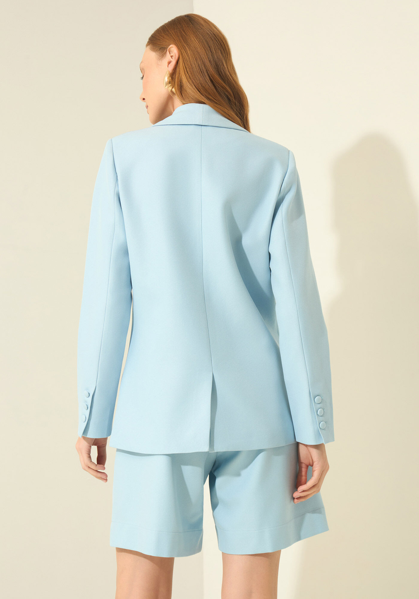 Blazer Feminino Com Gola Em Tecido Plano, AZUL PUPPY, large.