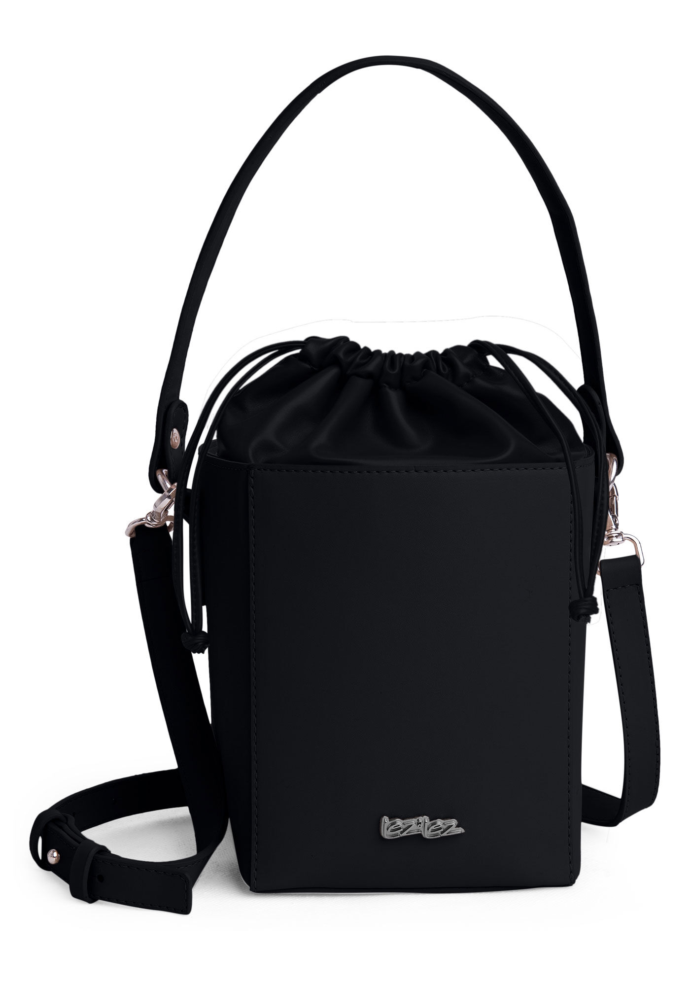 Bolsa Bucket com Al&ccedil;a Dupla, PRETO REATIVO, large.