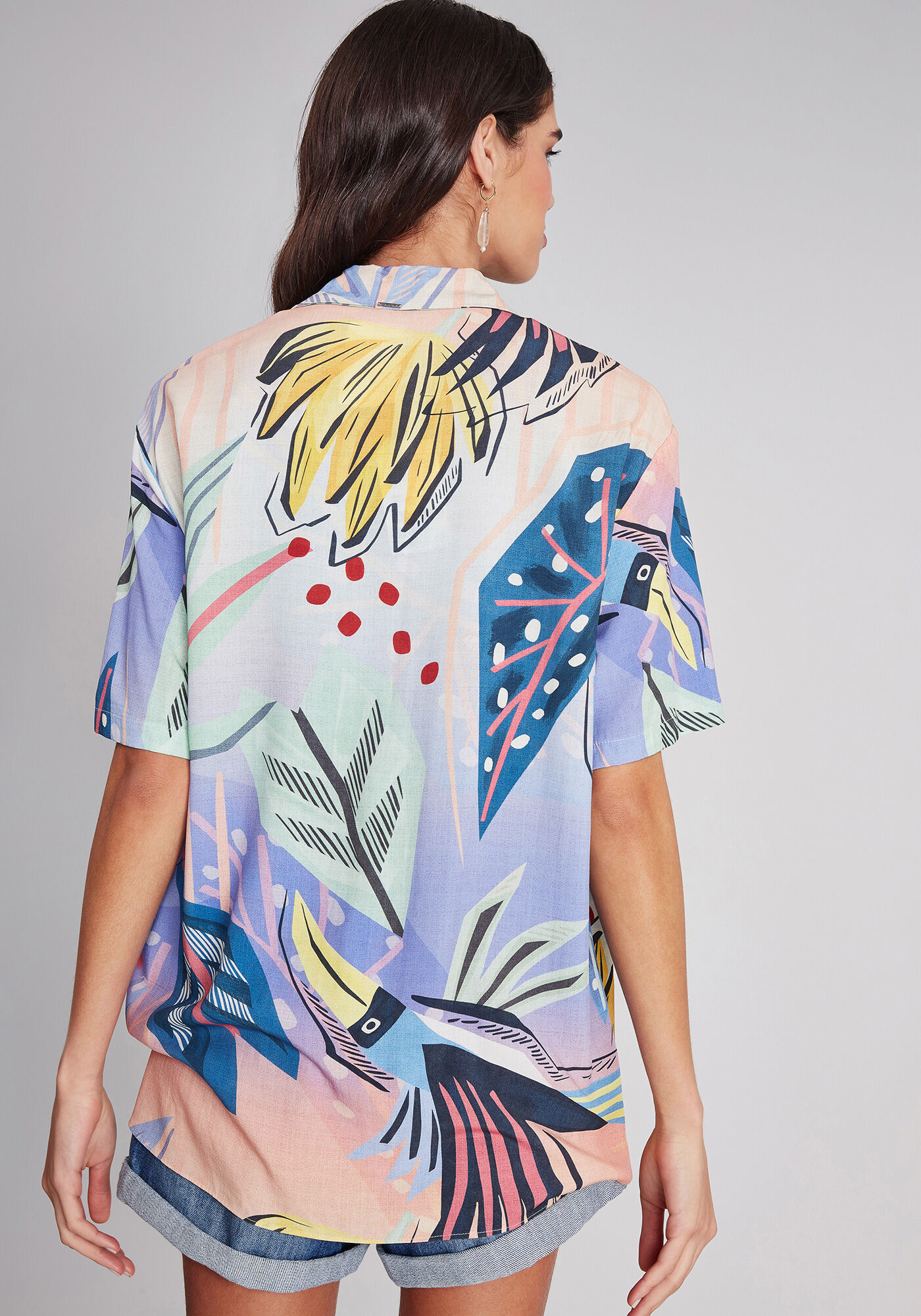 Camisa Manga Curta Ampla Estampa, TUCANO, large.