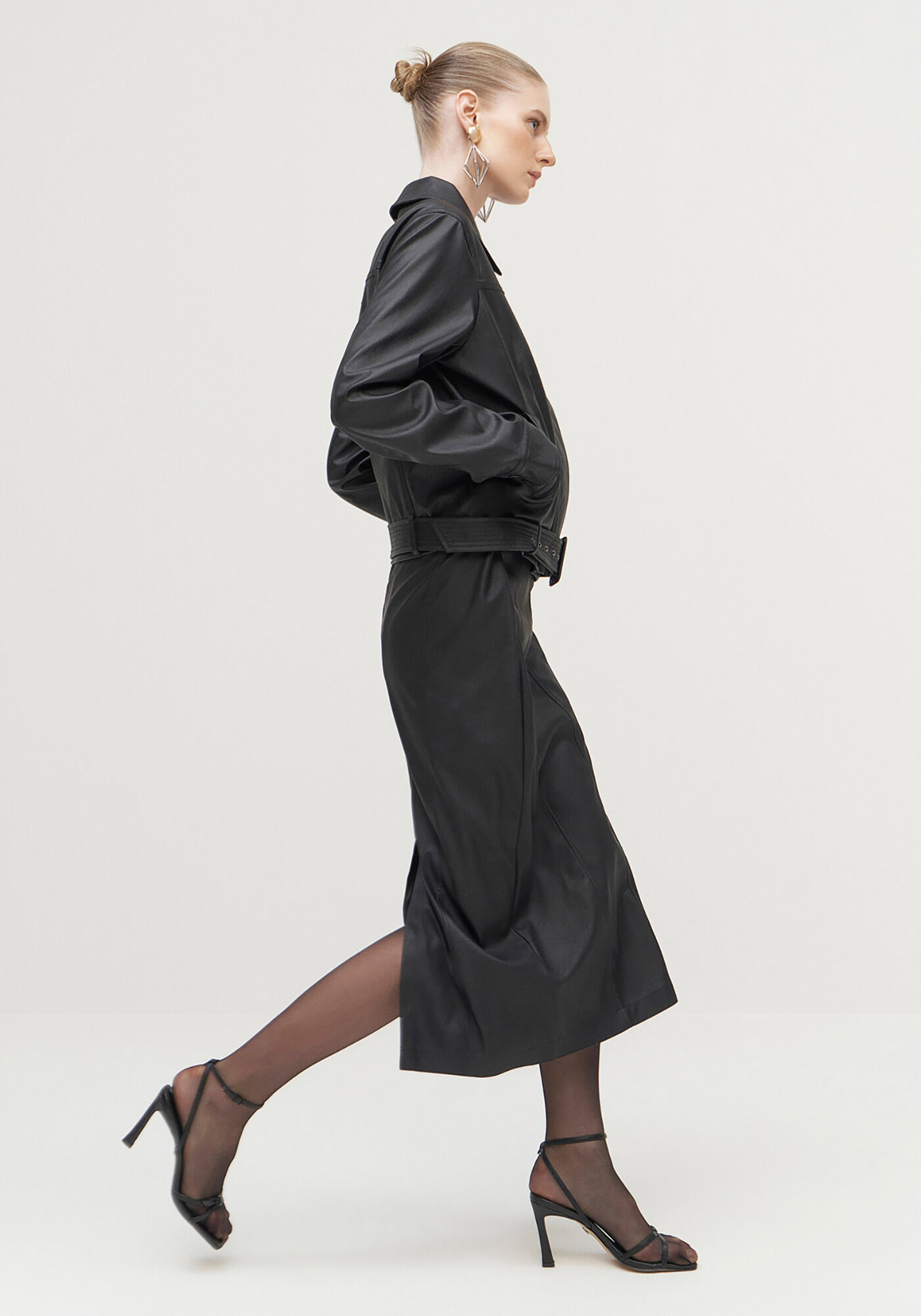 Jaqueta Bomber em PU com Cinto, PRETO REATIVO, large.