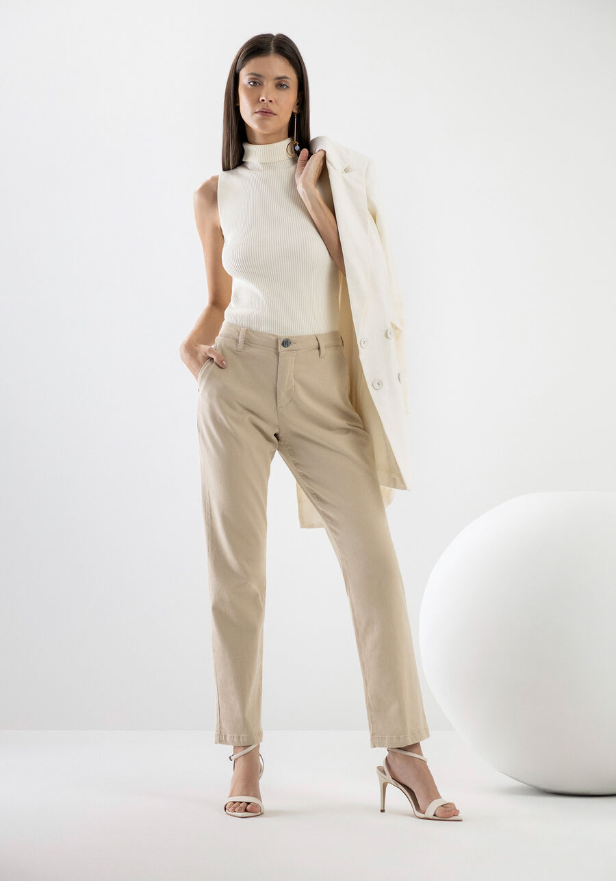 Calça Sarja Reta Cropped Alfaiataria, . Calça Sarja Reta Cropped Alfaiataria, , large.