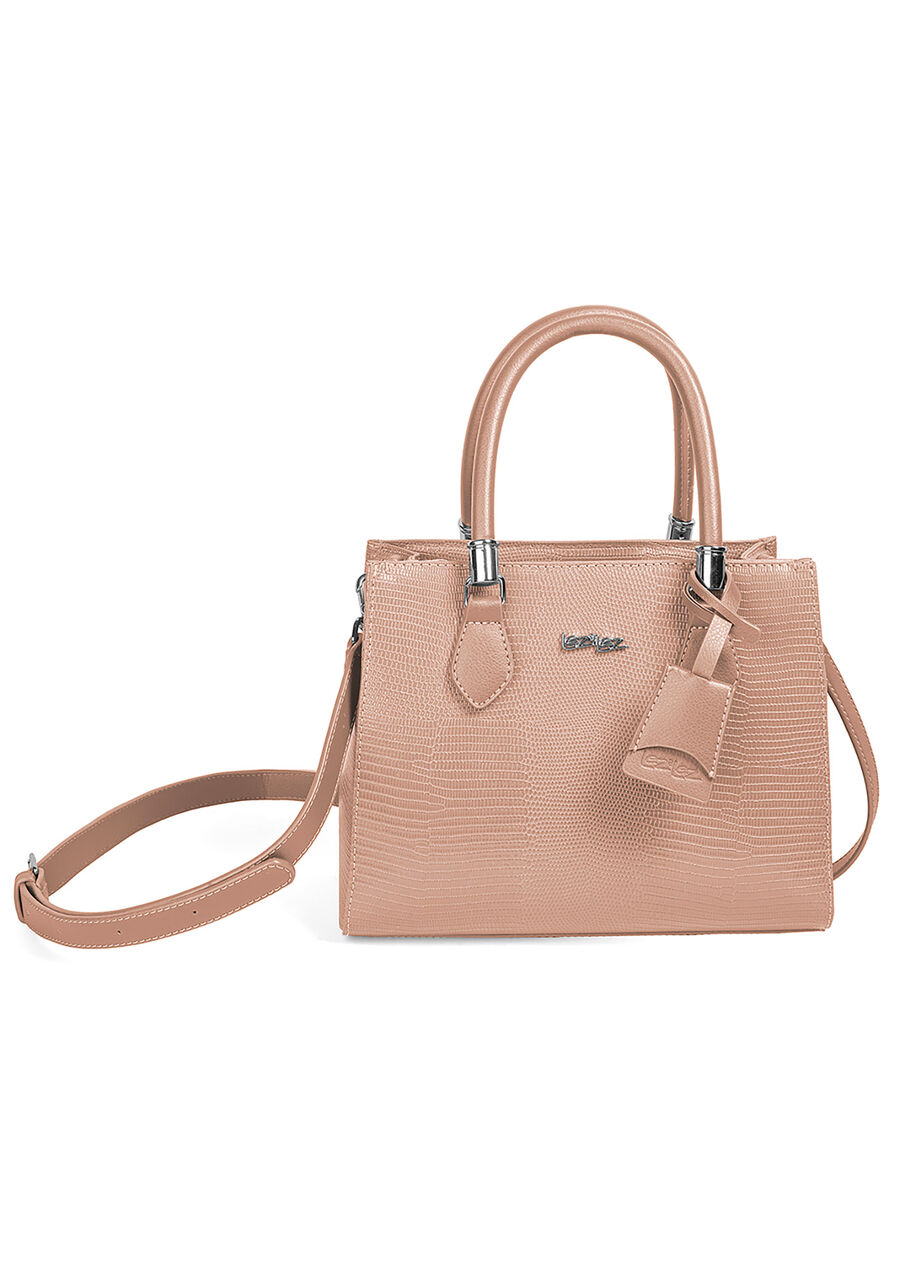 Bolsa Estruturada Média Croco com Alça Tiracolo, . Bolsa Estruturada Média Croco com Alça Tiracolo, , large.