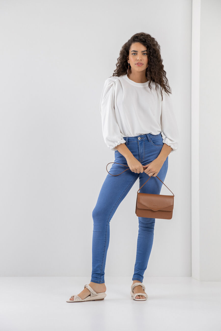 Blusa Manga 3/4 em Crepe com Pregas, . Blusa Manga 3/4 em Crepe com Pregas, , large.