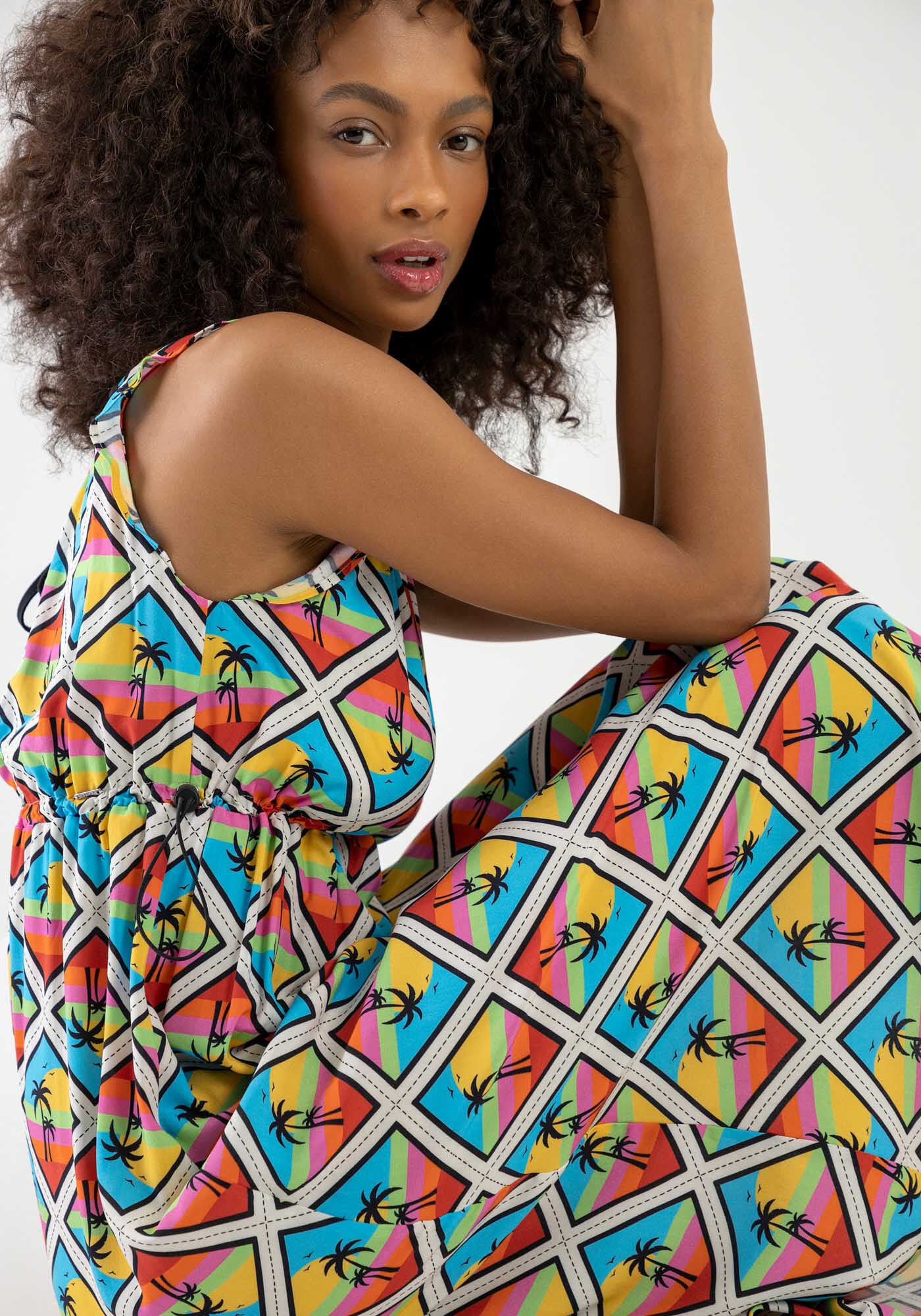 Vestido Midi Estampado em Viscose com Amarra&ccedil;&atilde;o, , large.