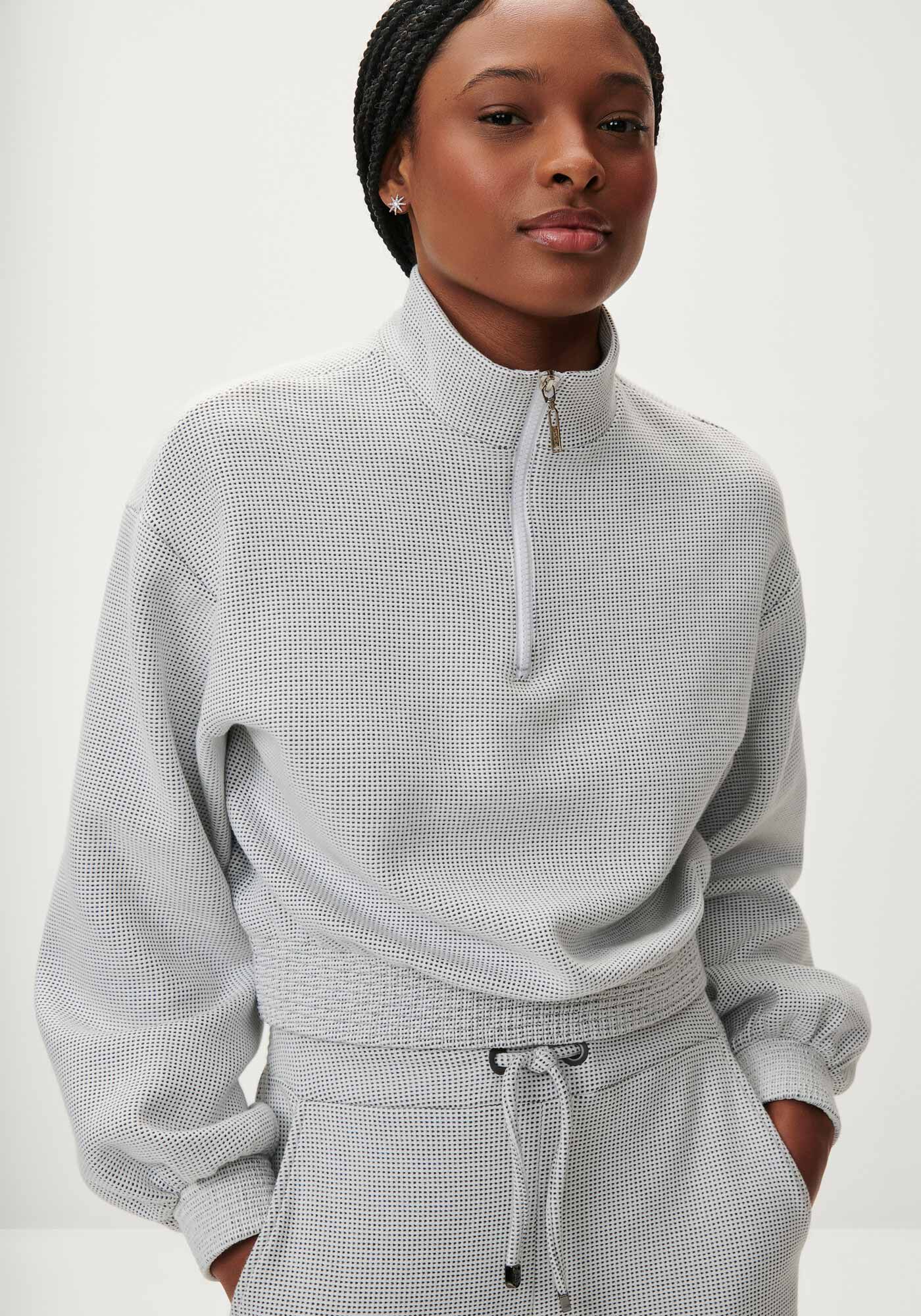 Blus&atilde;o em Moletom Texturizado com Z&iacute;per Gola, , large.