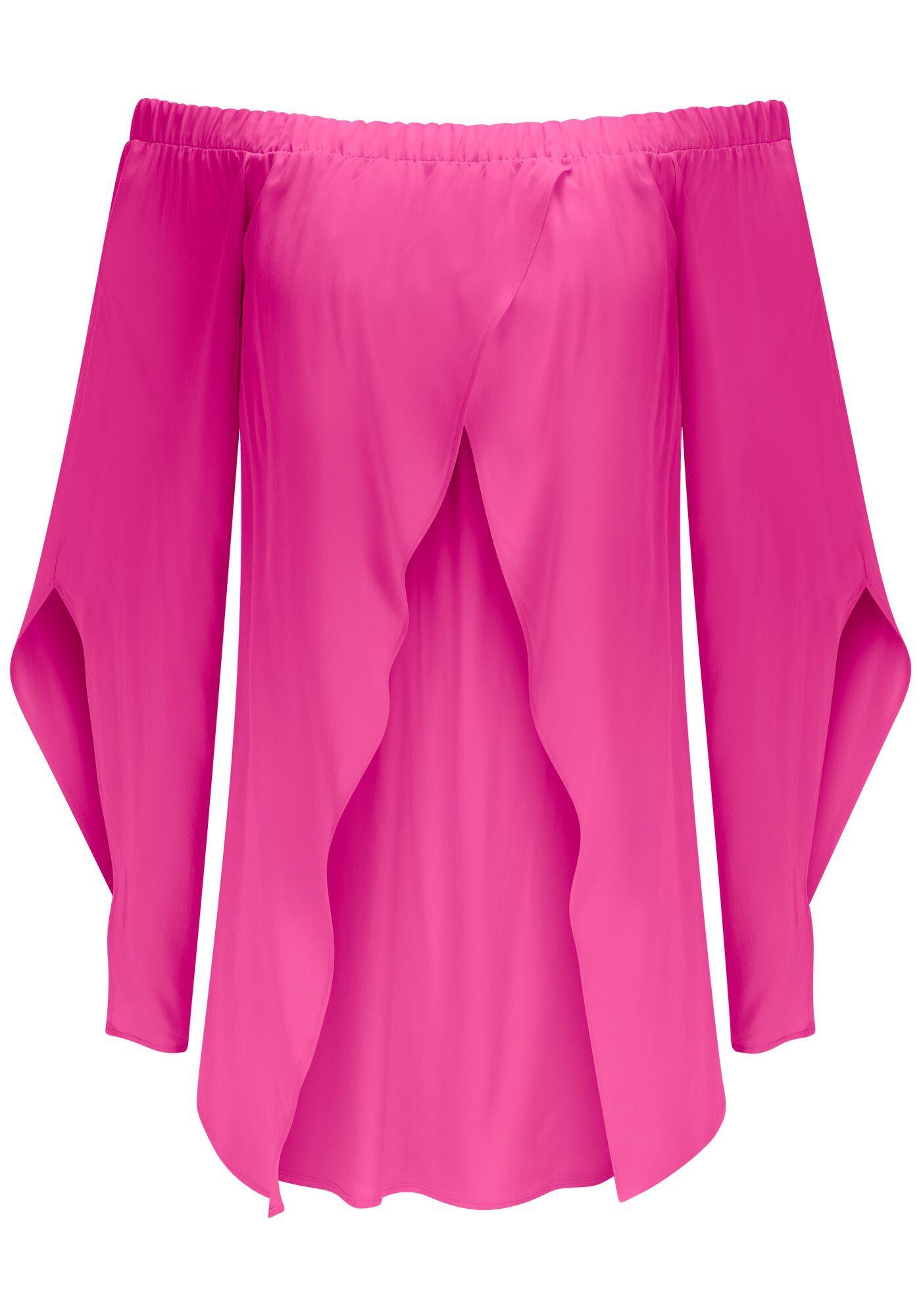 Blusa Ombro a Ombro Assim&eacute;trica com Pontas, , large.