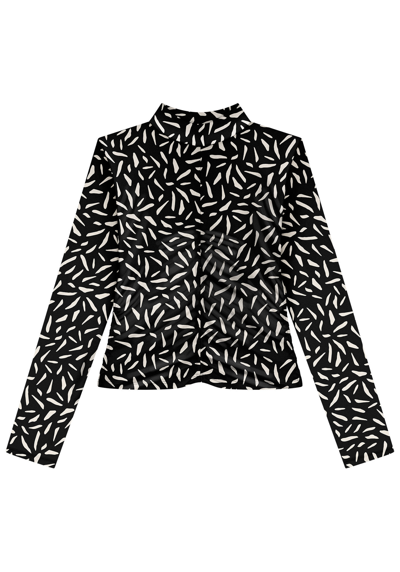 Blusa Manga Longa Estampada com Franzido, , large.