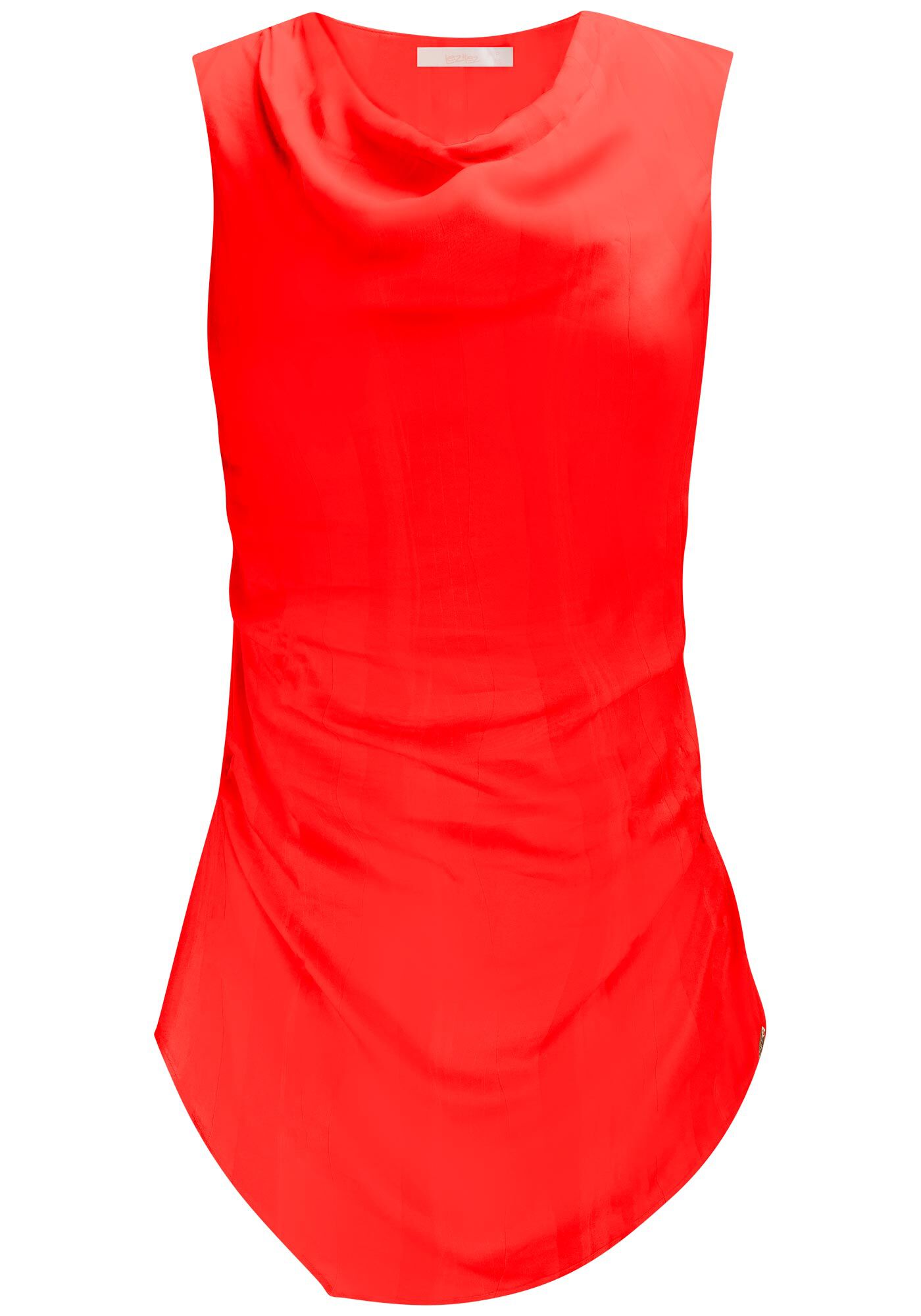 Blusa Alongada em Viscose com Gola Degag&ecirc;, , large.