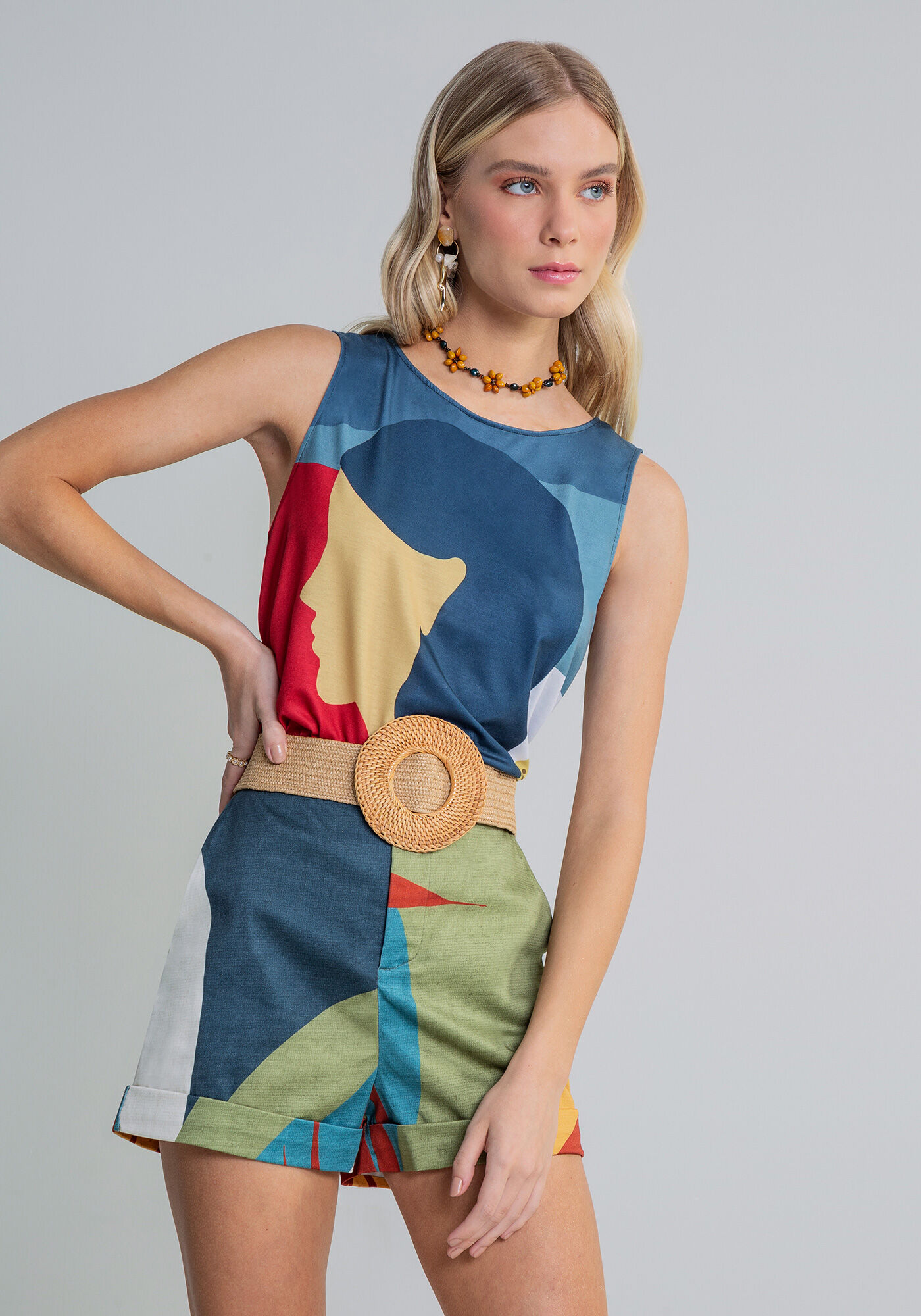 Blusa sem Mangas Estampa, , large.