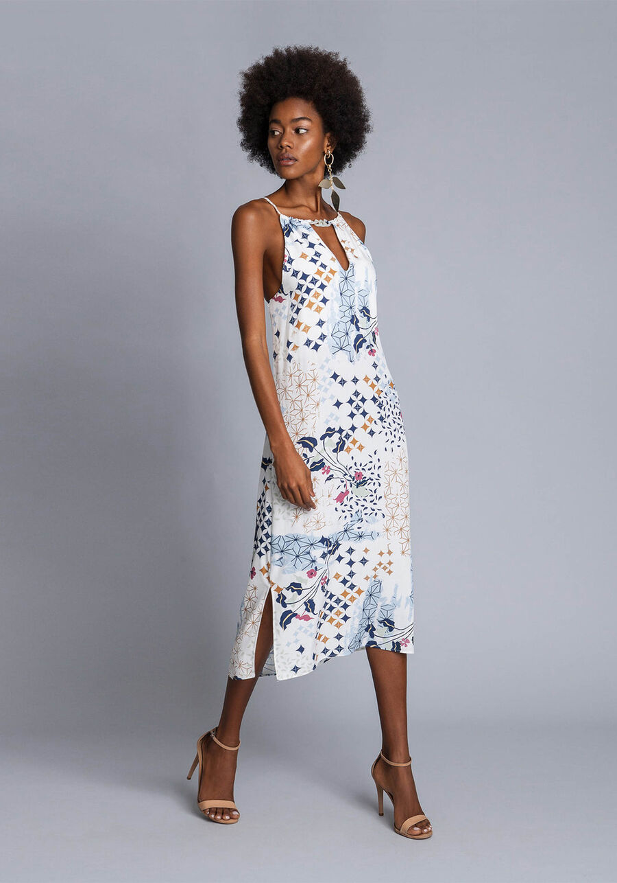 Vestido midi em tecido, . Vestido midi em tecido, , large.