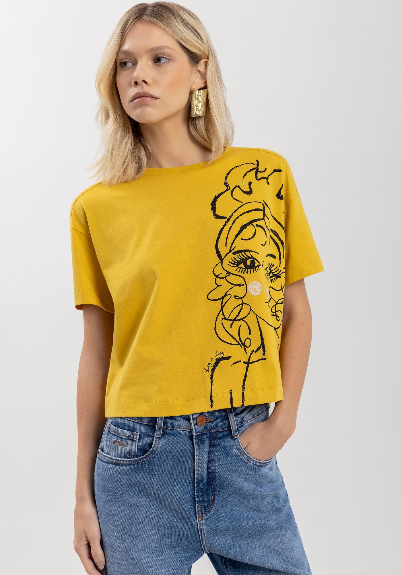 Blusa Com Mangas Curtas E Estampa Local Em Malha Prime, , large.