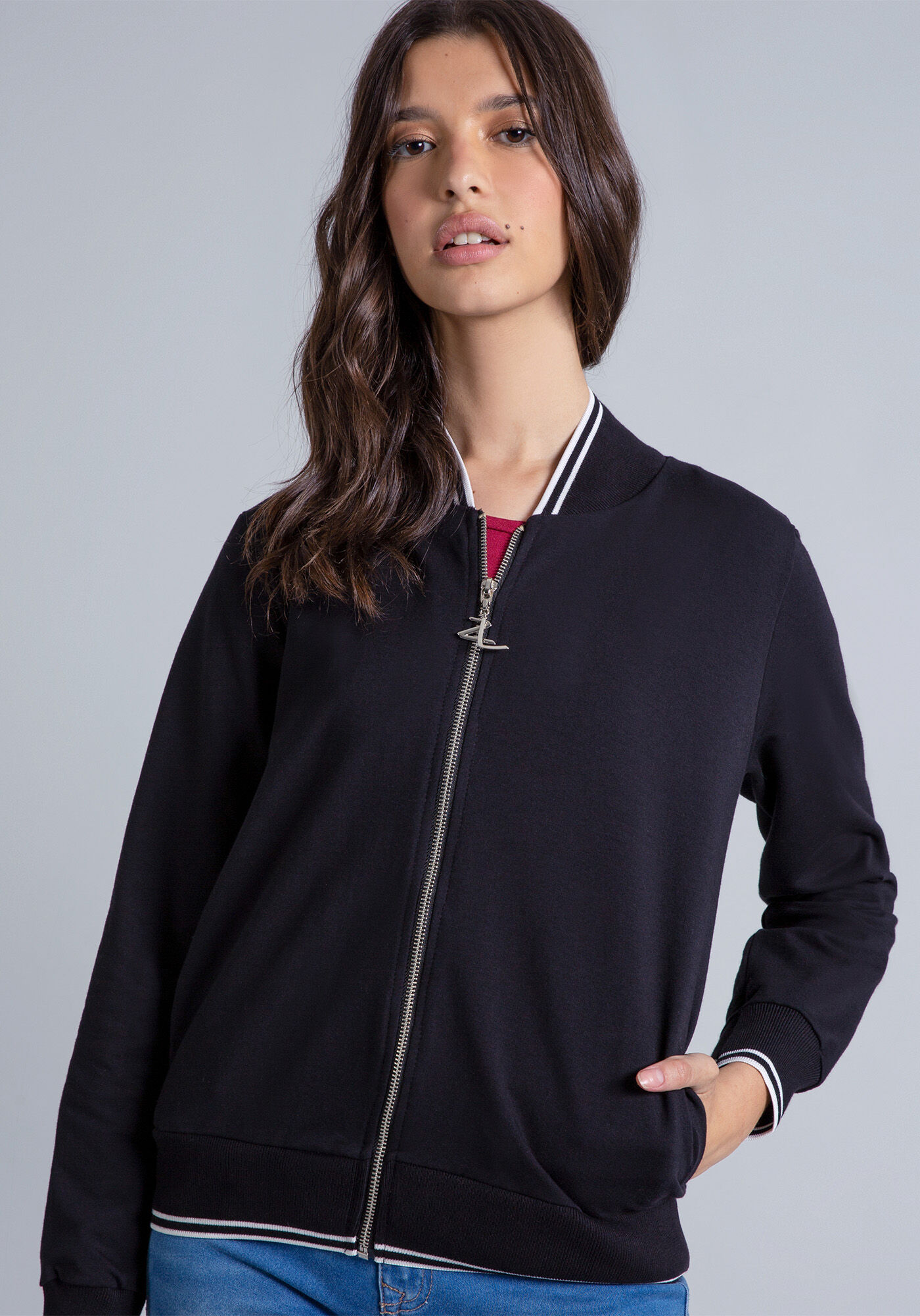 Jaqueta Bomber Retil&iacute;nea, , large.